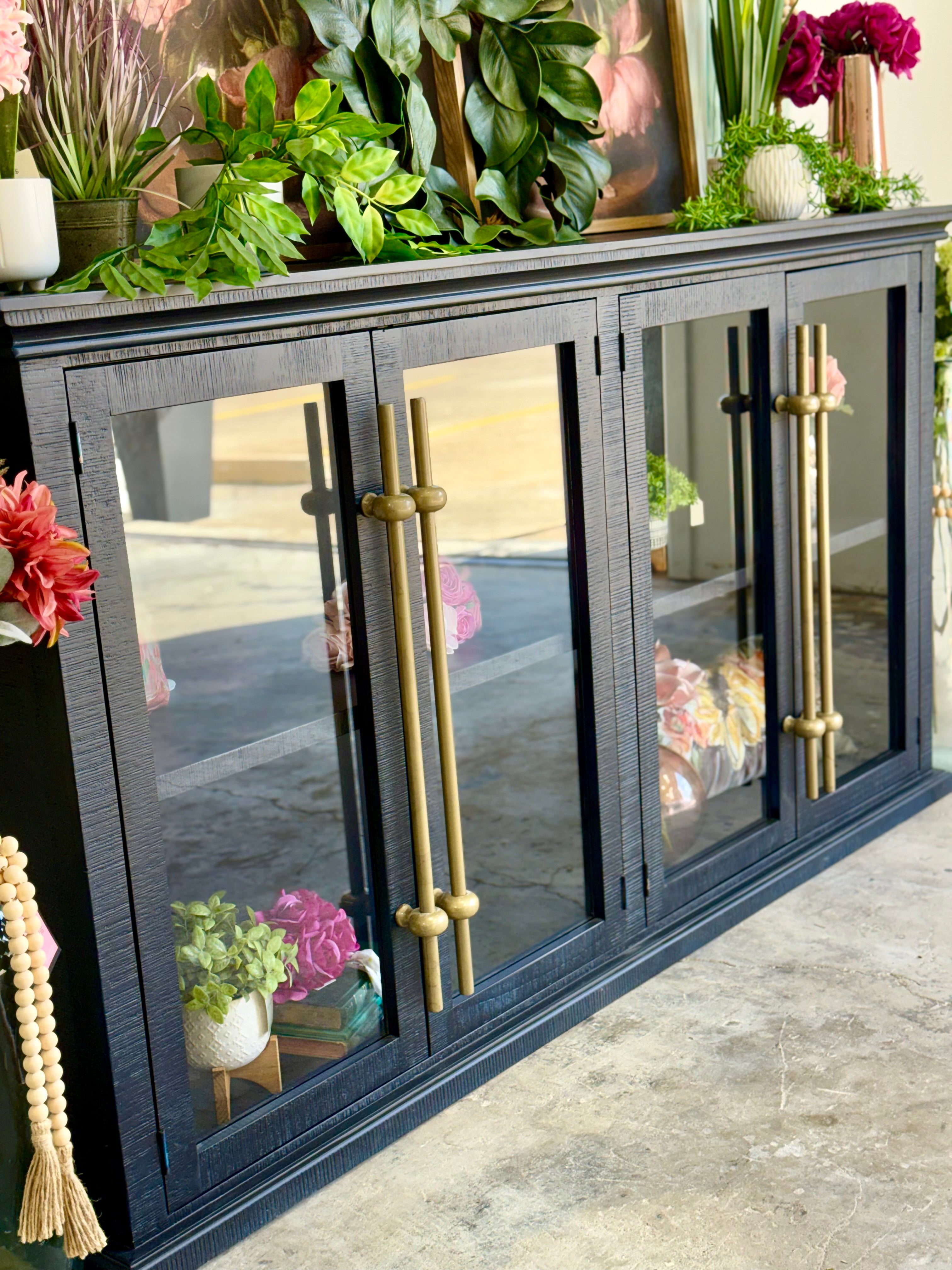 Emerson 4 Door Console-Deep Blue/Gold