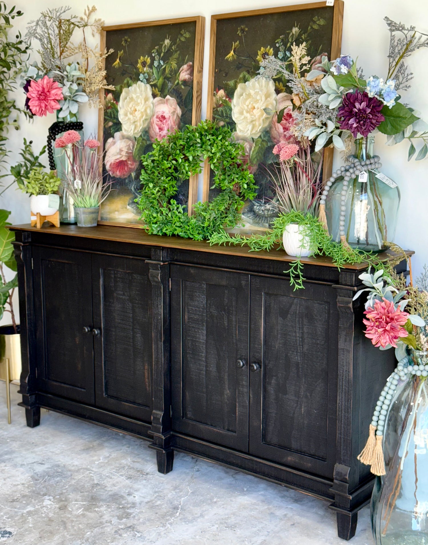 Allison 4 Door Console-Handrubbed Black/Sparrow