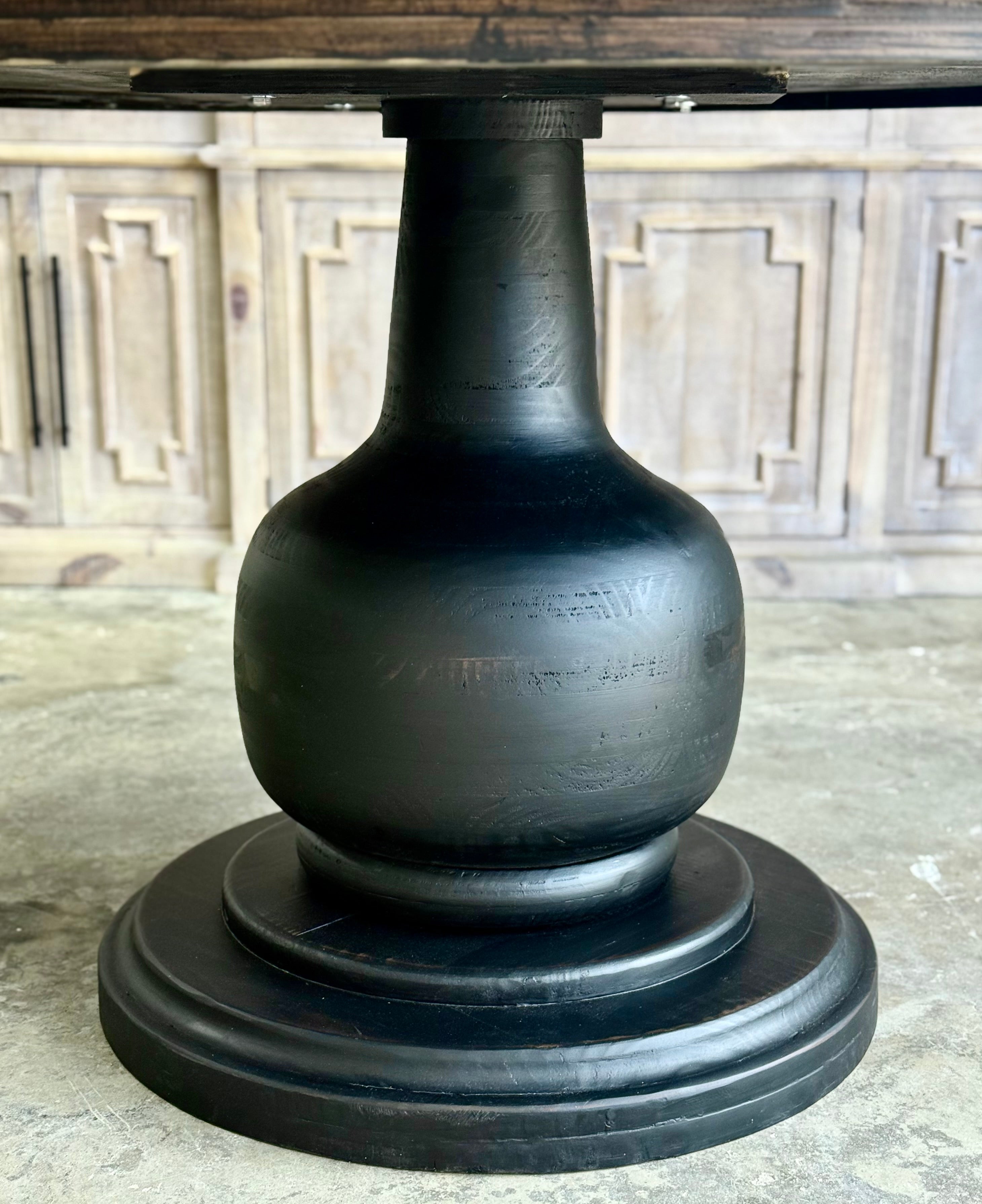 Lilly 60" Round Table - Handrubbed Black/Honeywood