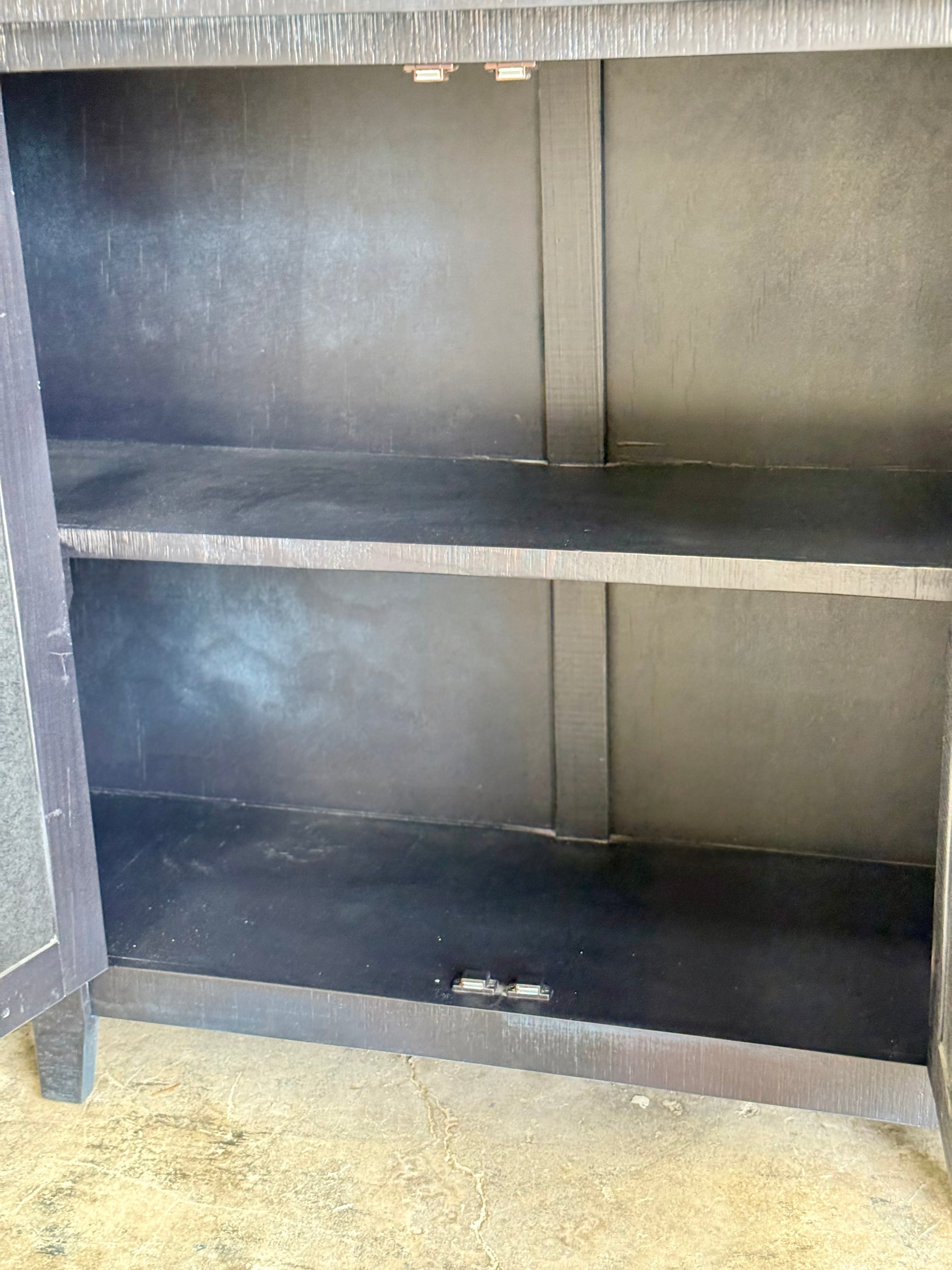 Ivy 4 Door Mirrored Console-Deep Blue and Gold