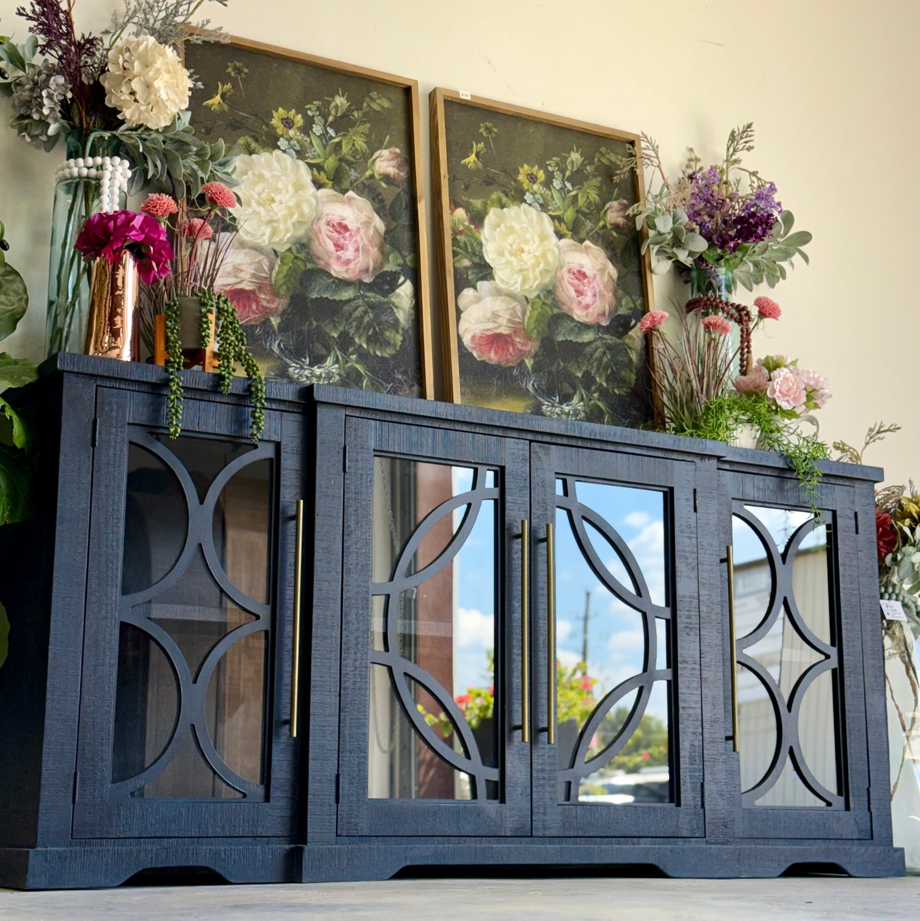 Circle Door Console-Deep Blue/Gold