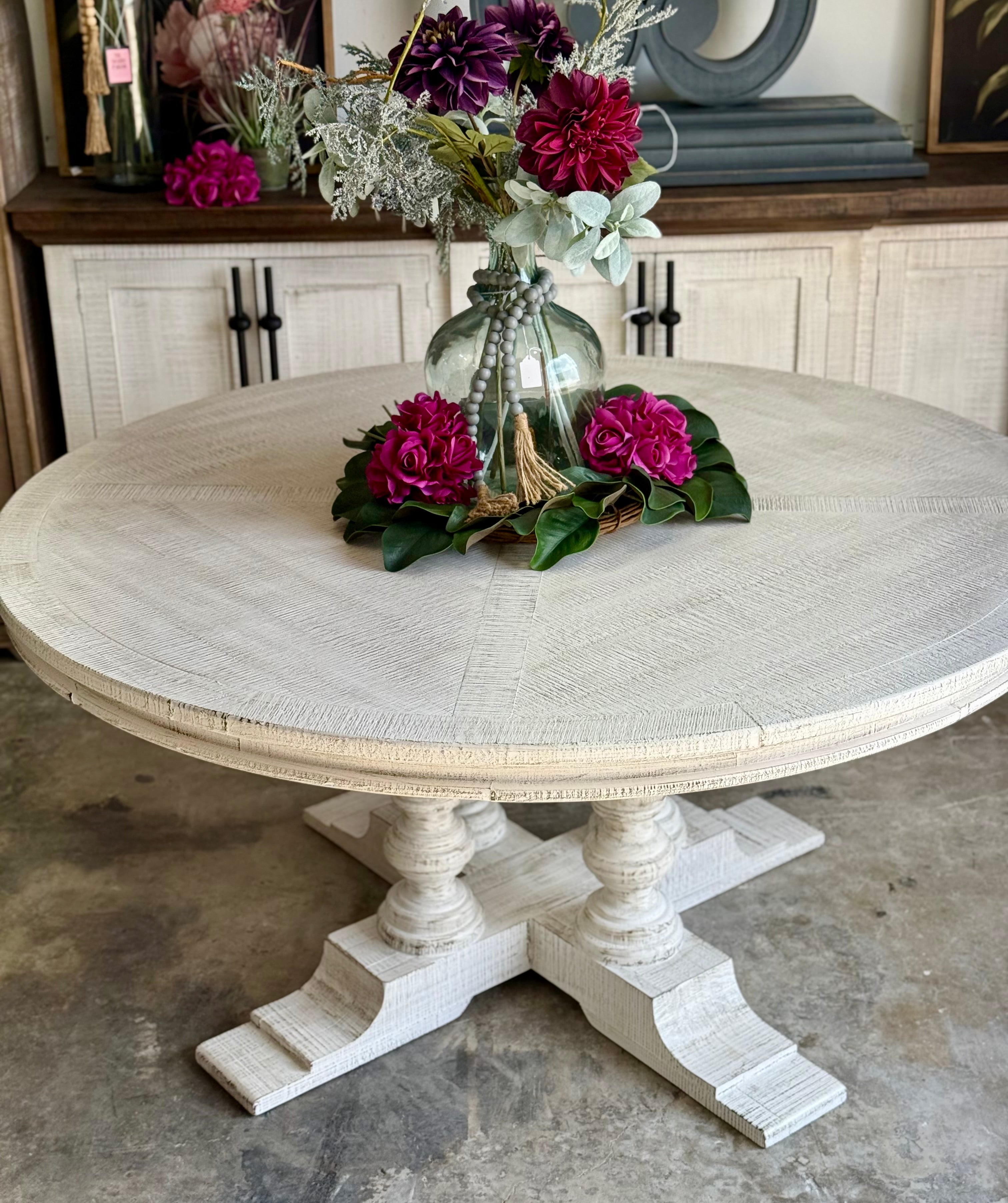 Kennedy 63" Round Dining Table-White Wheat