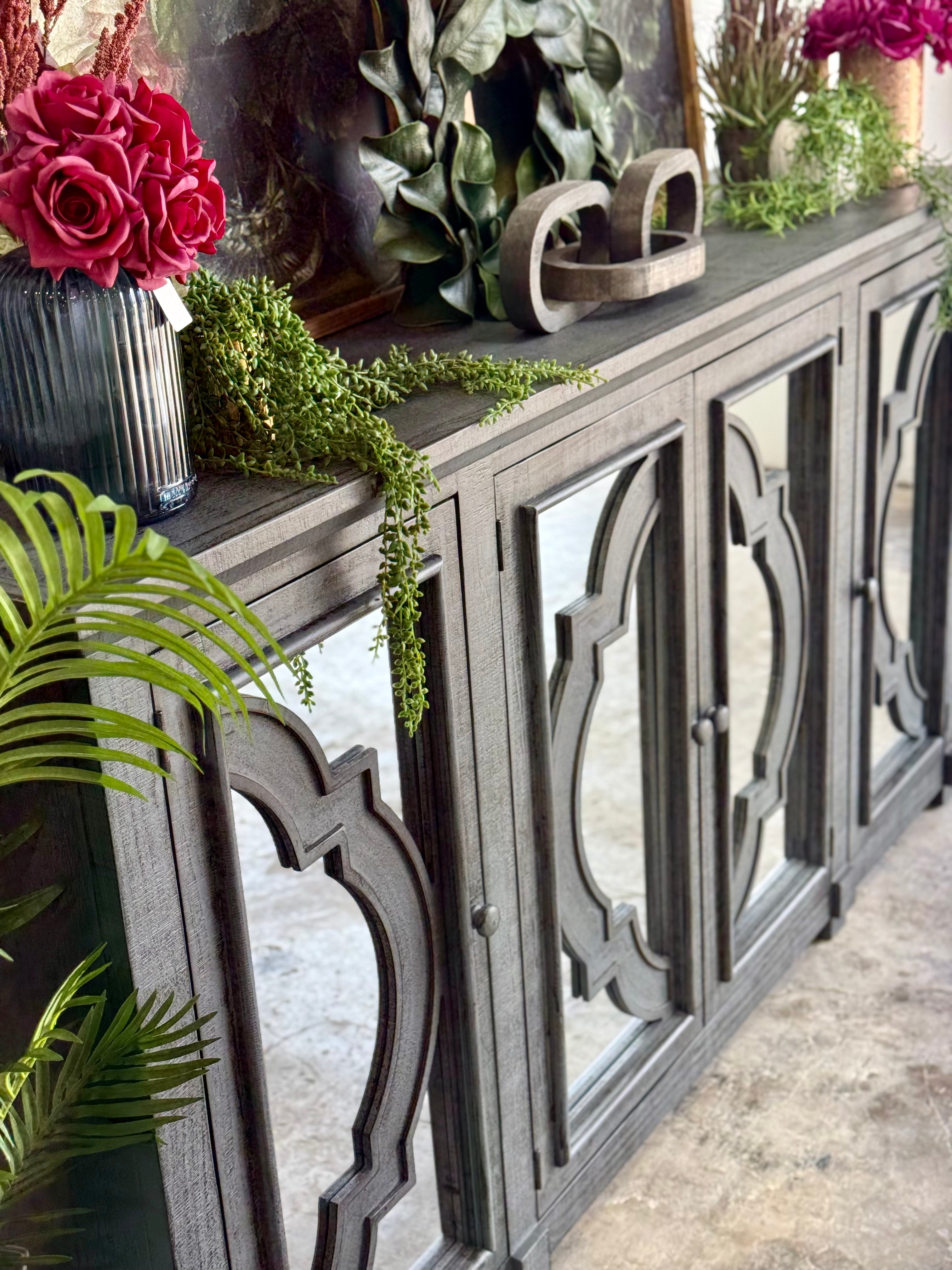 Morgan 4 Door Console With Mirrors-Blue Dusk