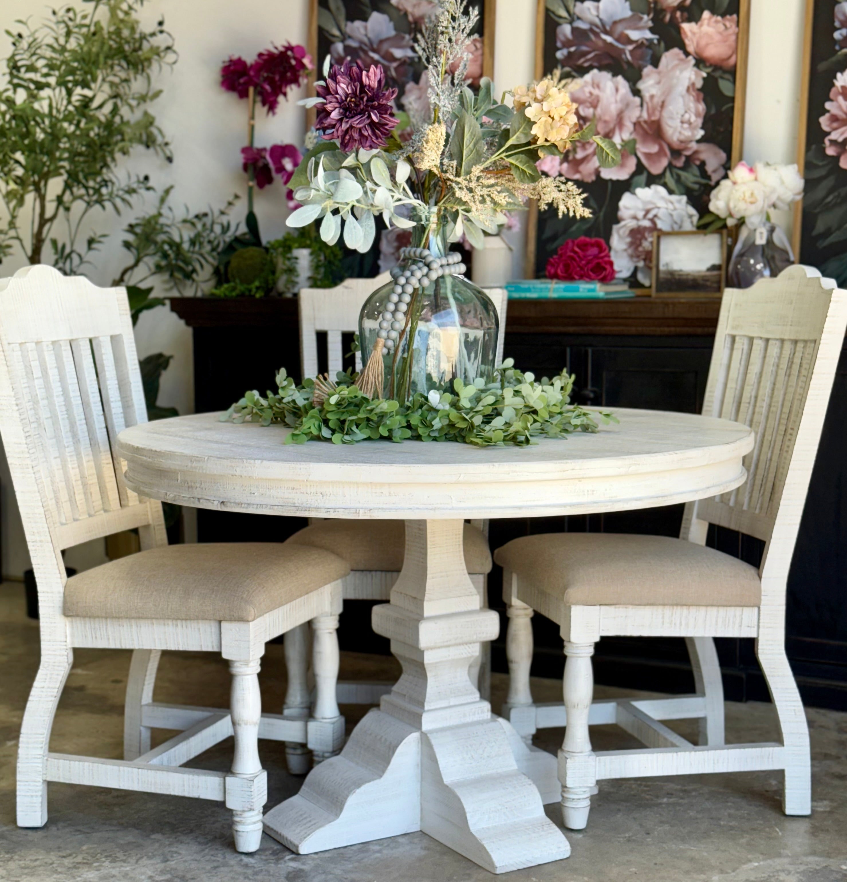 Callie 48" Round Table-White Wheat