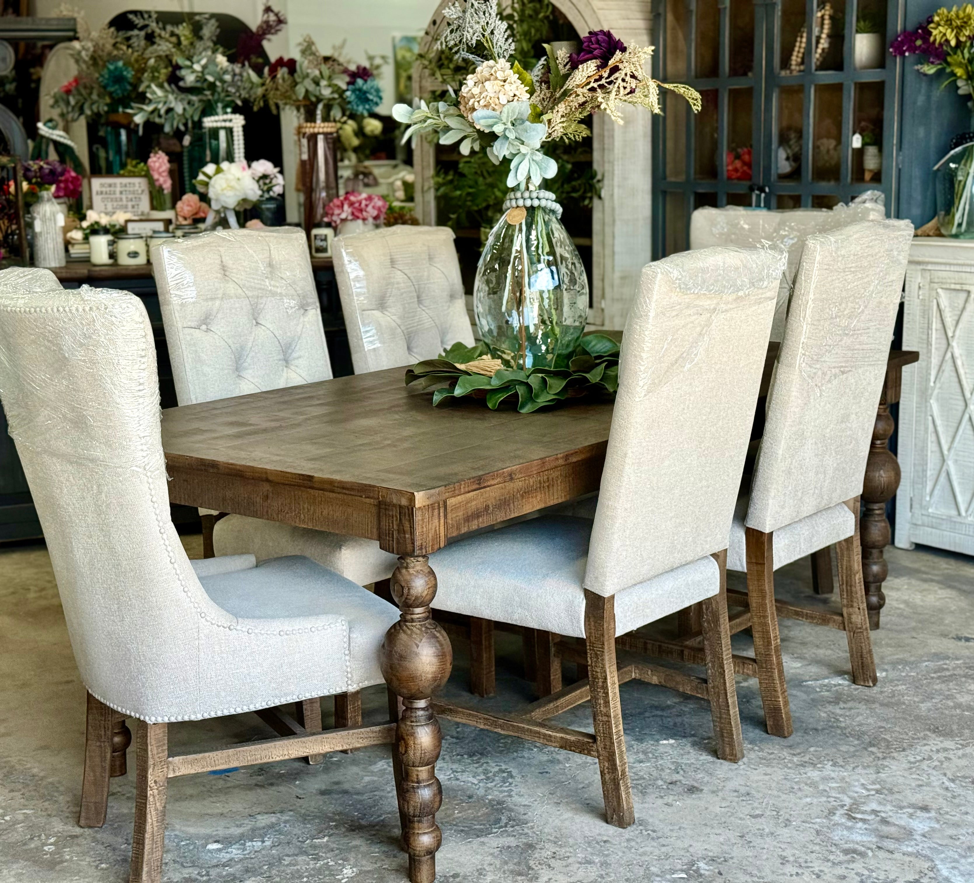 Sophie 7 Foot Honeywood™ Dining Table Set With Chairs