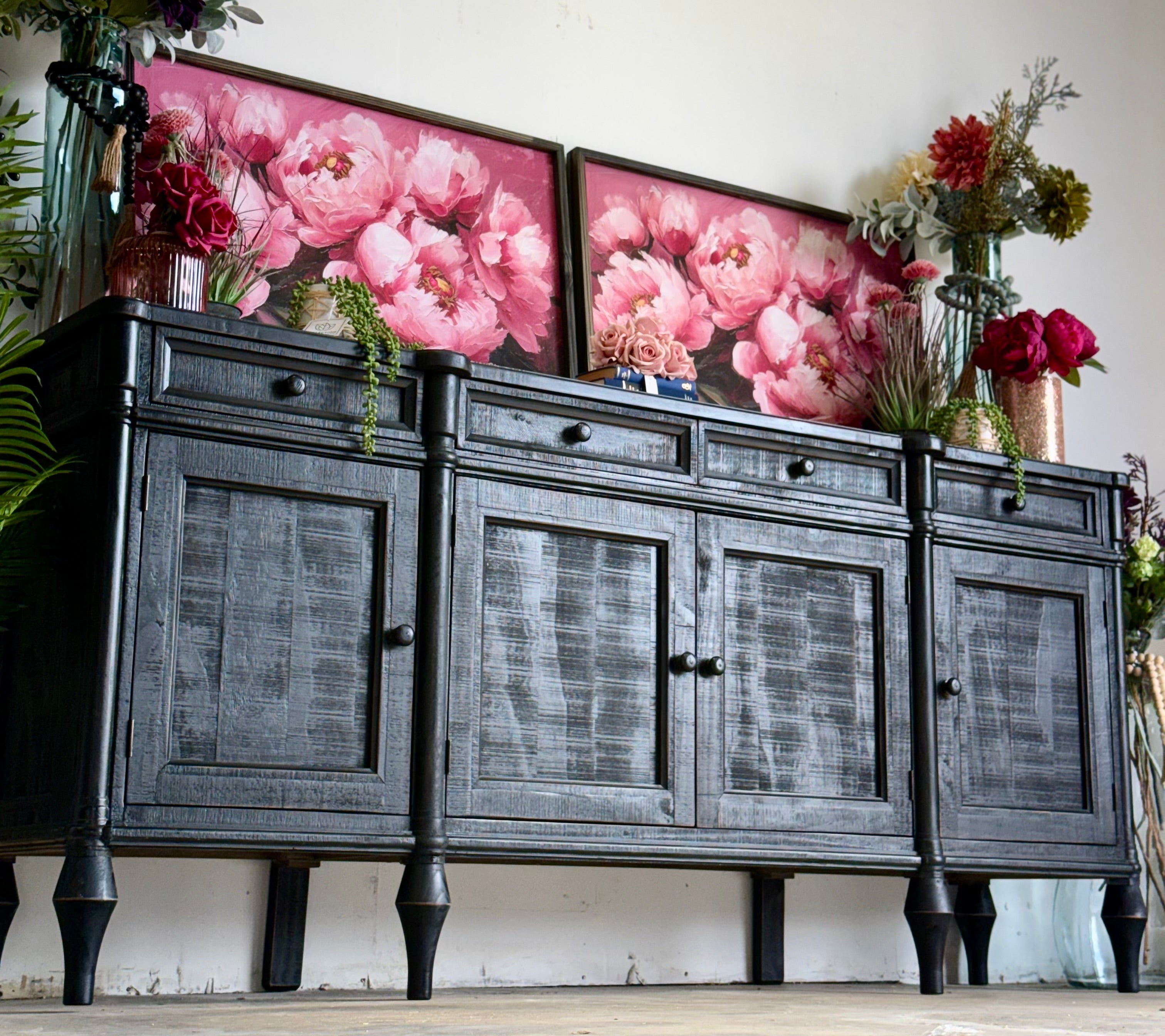 Celine 4 Door Console-Handrubbed Black