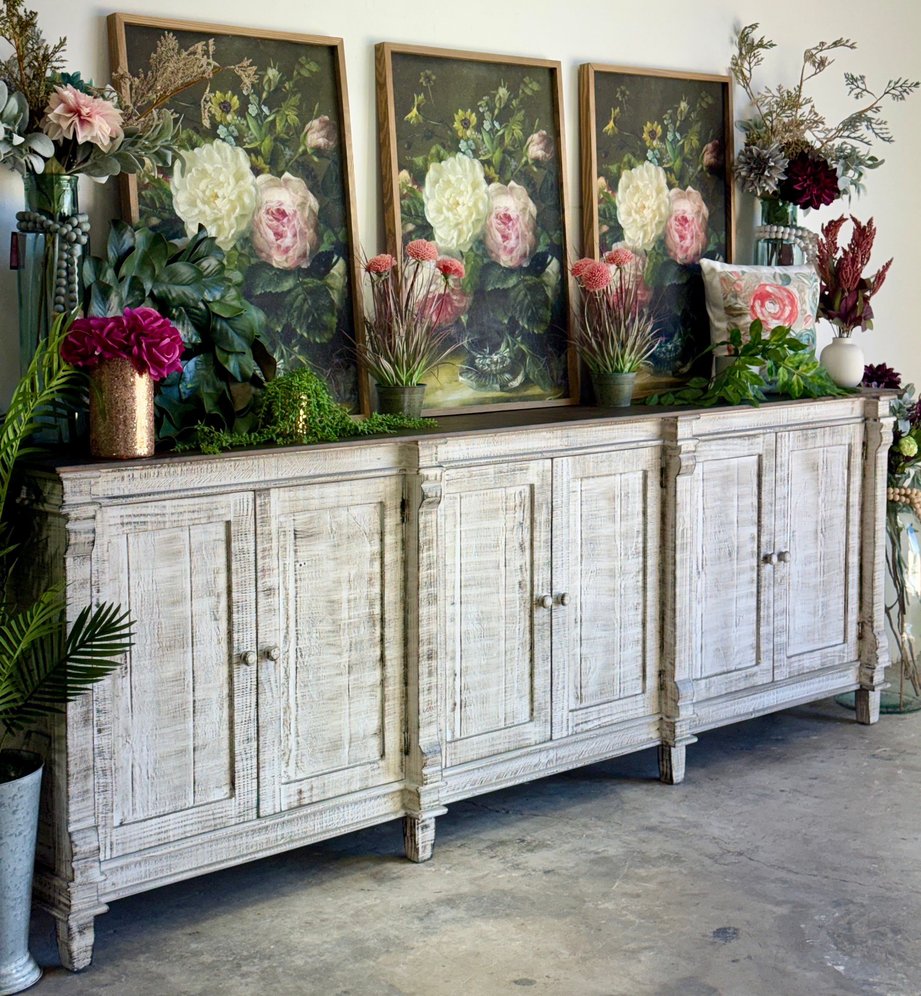 Allison 108" 6 Door Console-Toasted Wheat/Honeywood