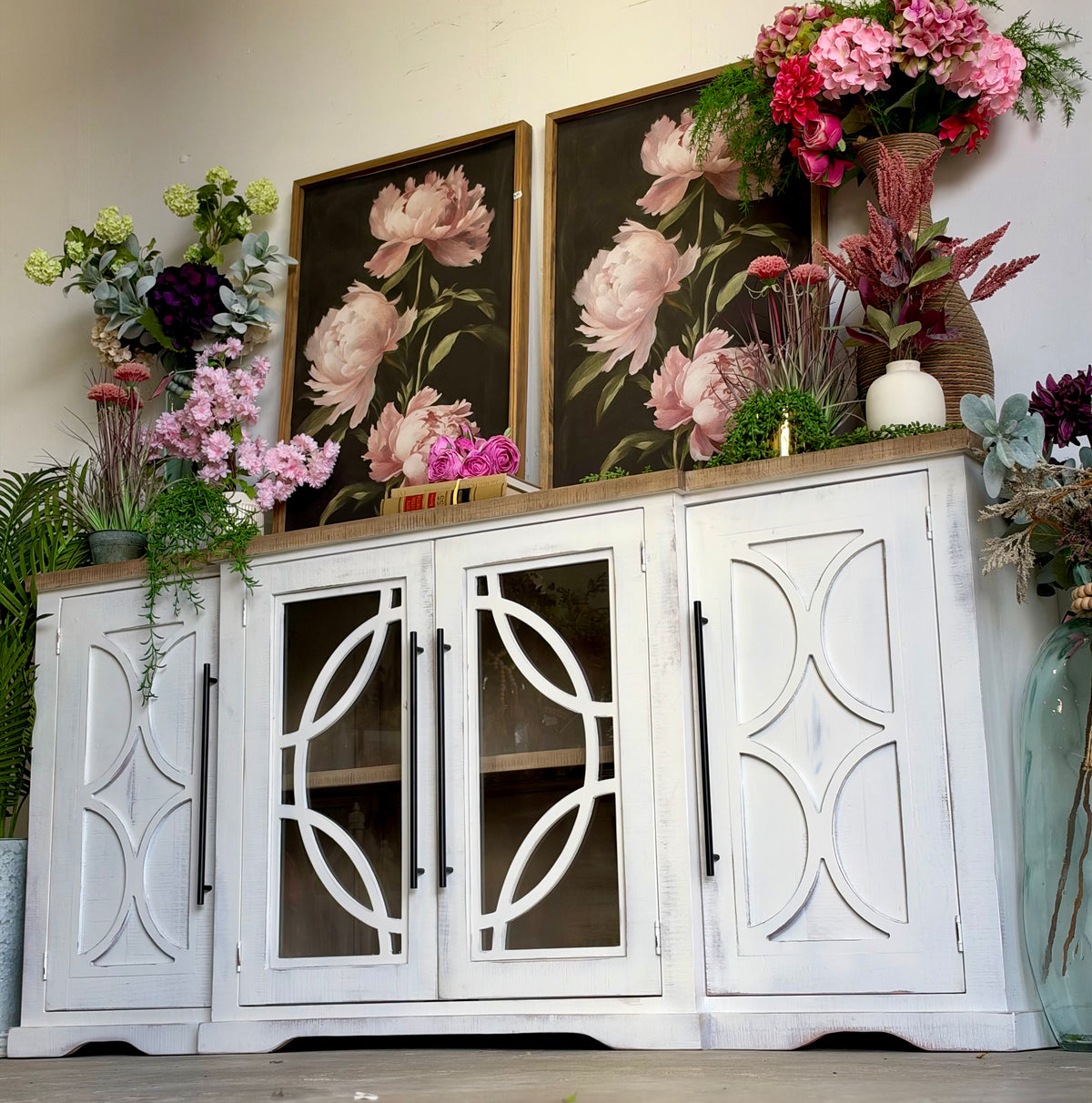 Circle Door Console-Frosted Linen/Sandstone
