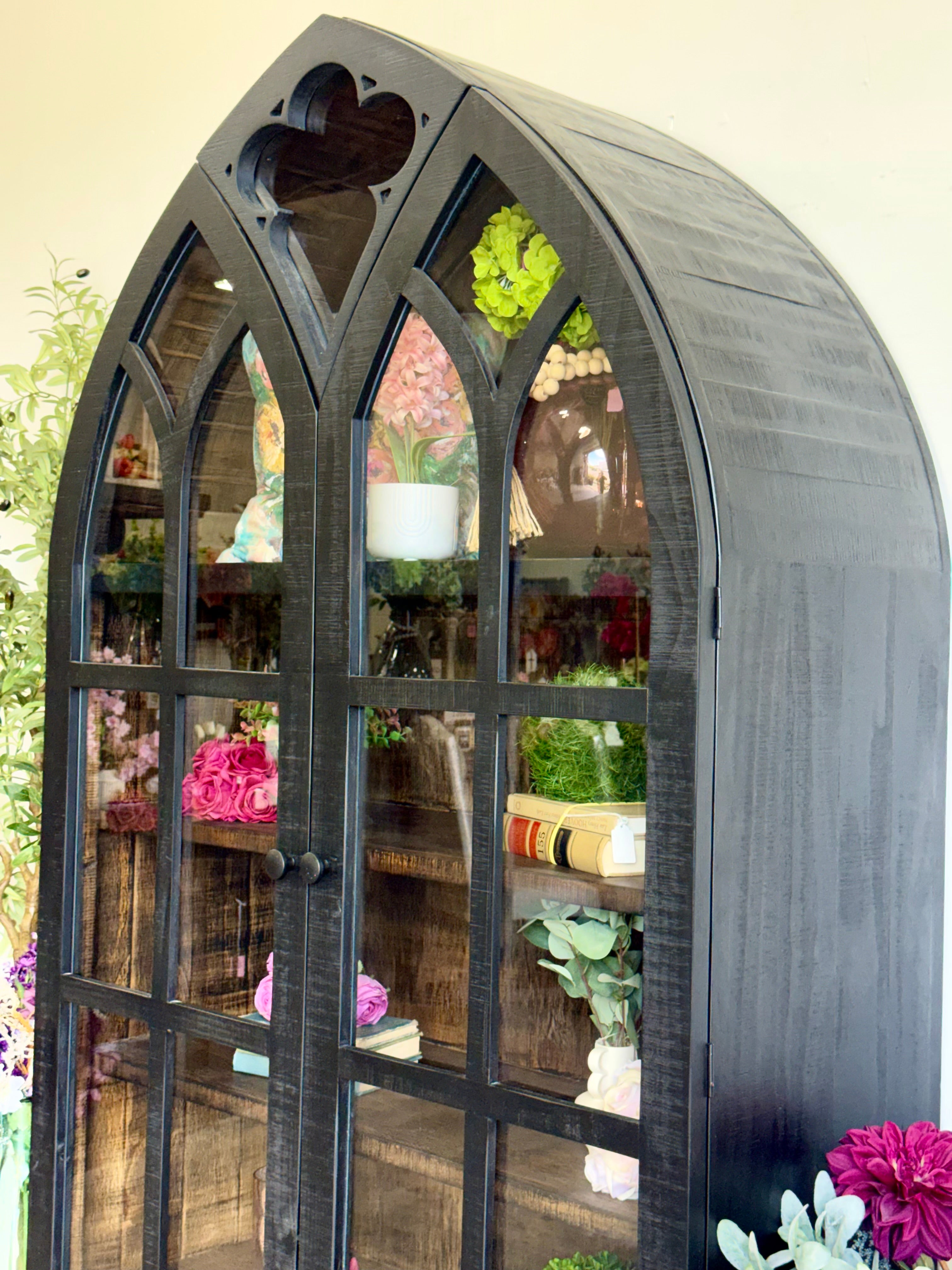 Cathedral Dome Vitrine-Black/Honeywood™