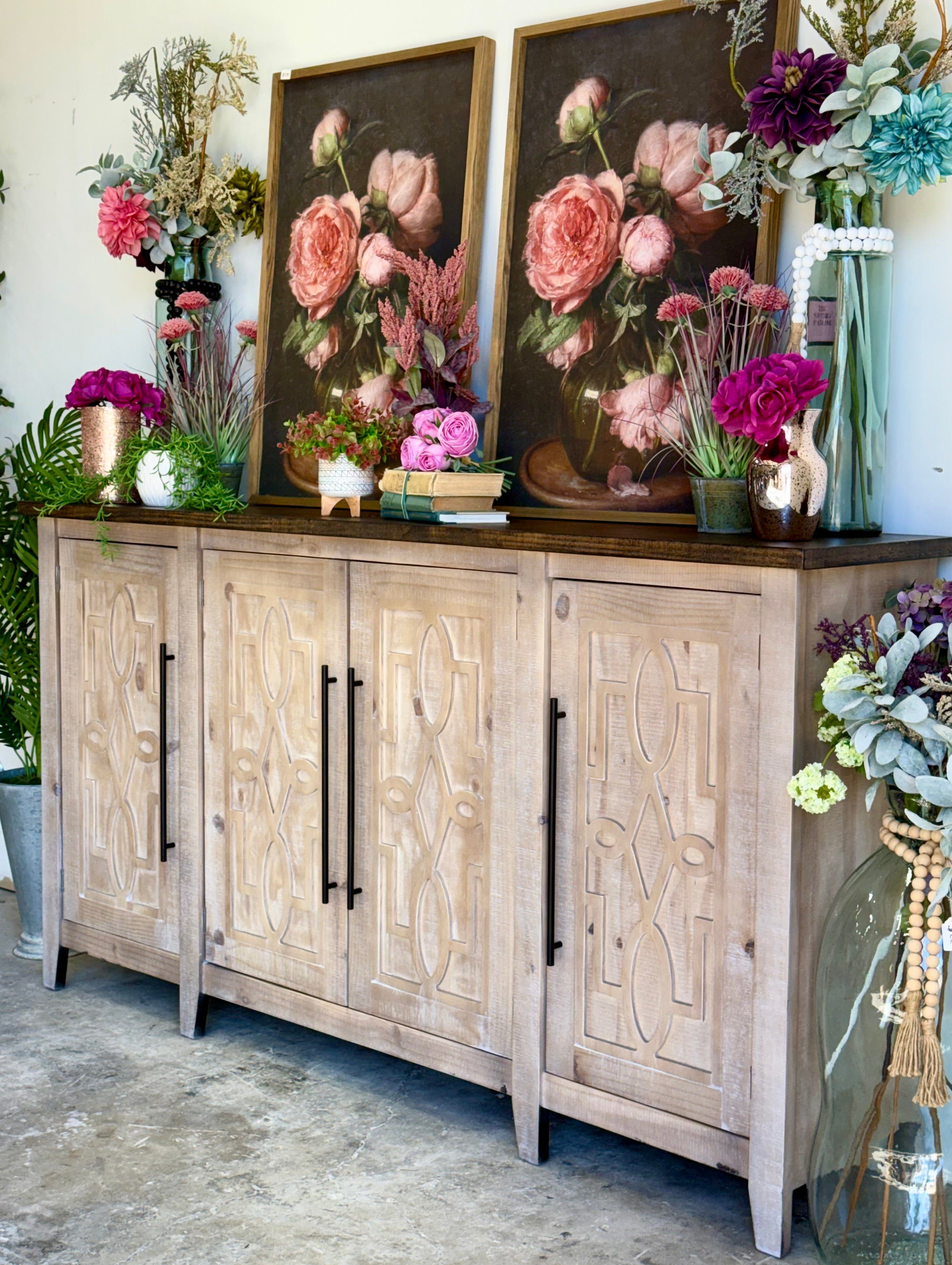 Ivy 4 Door Console-Soft Drift/Honeywood™