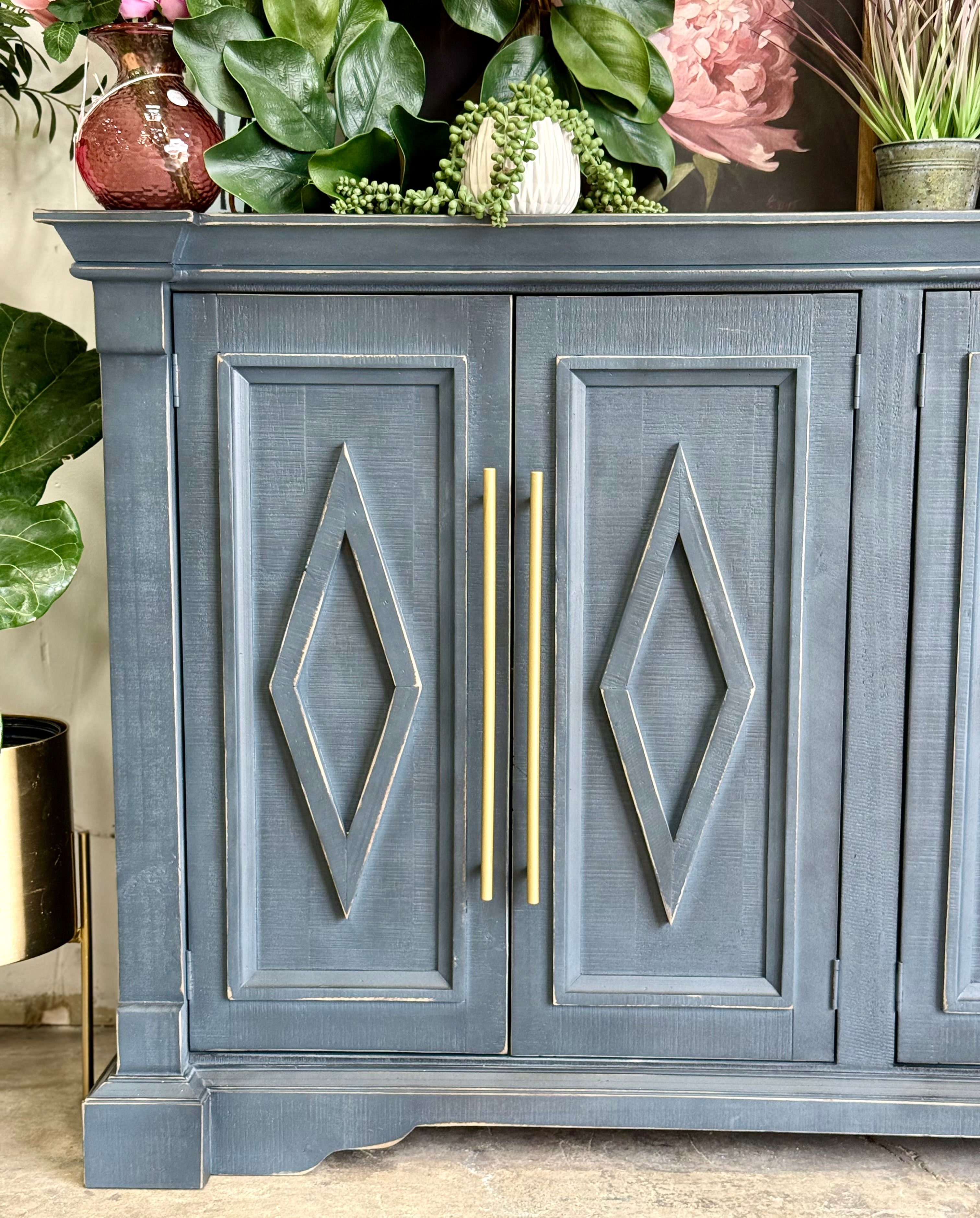 Chloe 6 Door Console-Blue Haze™/Gold