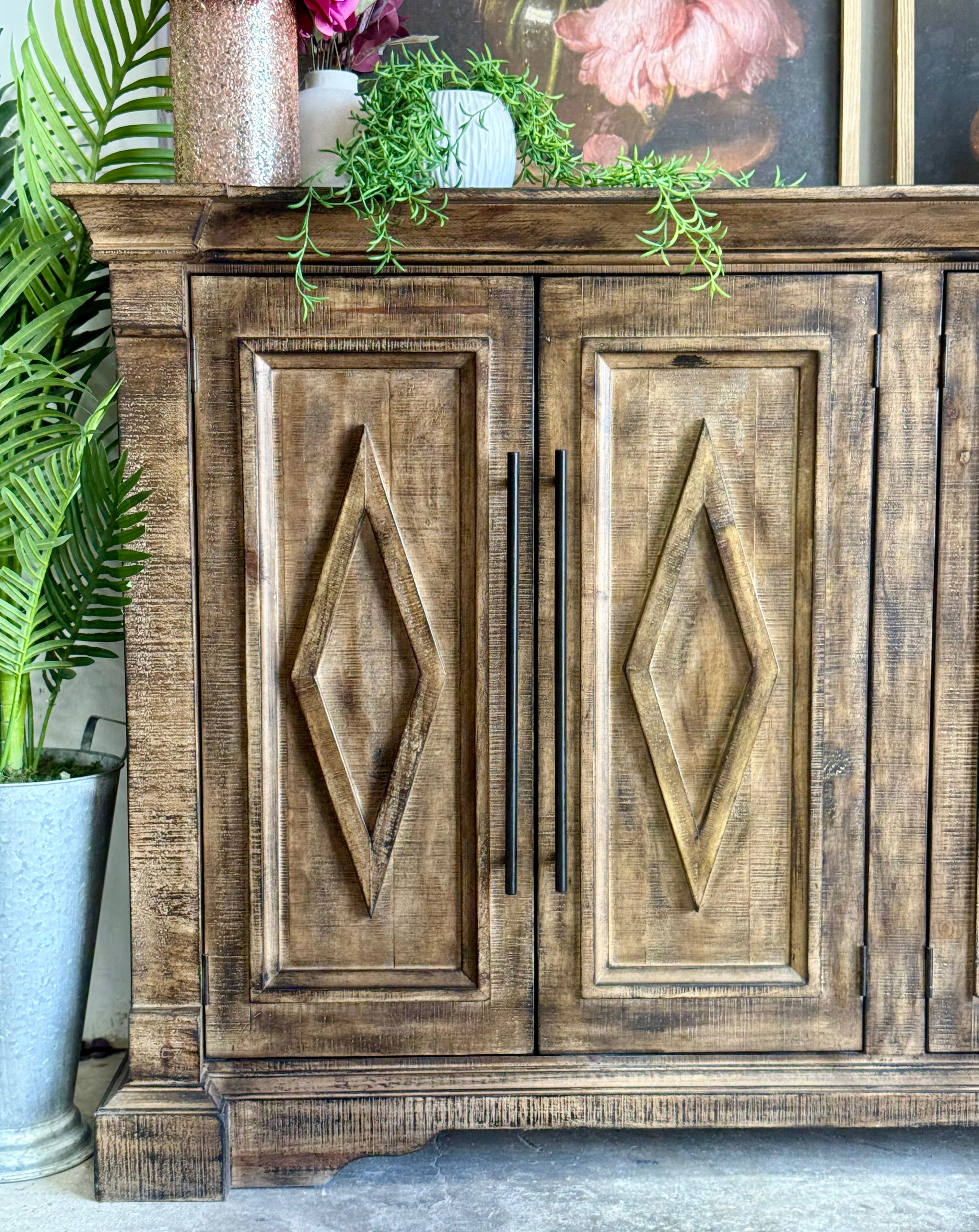 Chloe 6 Door Console-Pecan