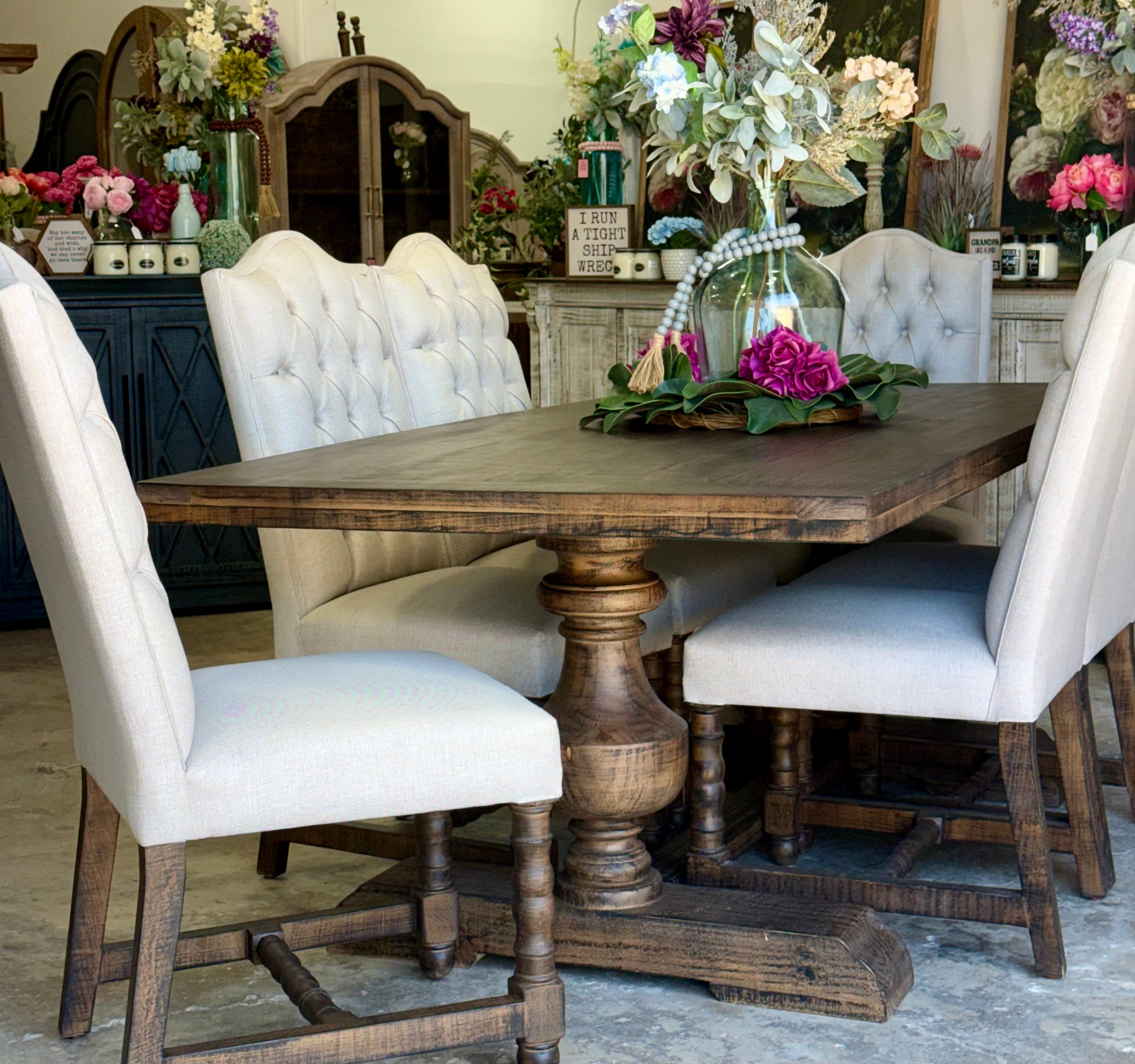 Hannah 7 Foot Dining Table Set With Chairs-Honeywood™