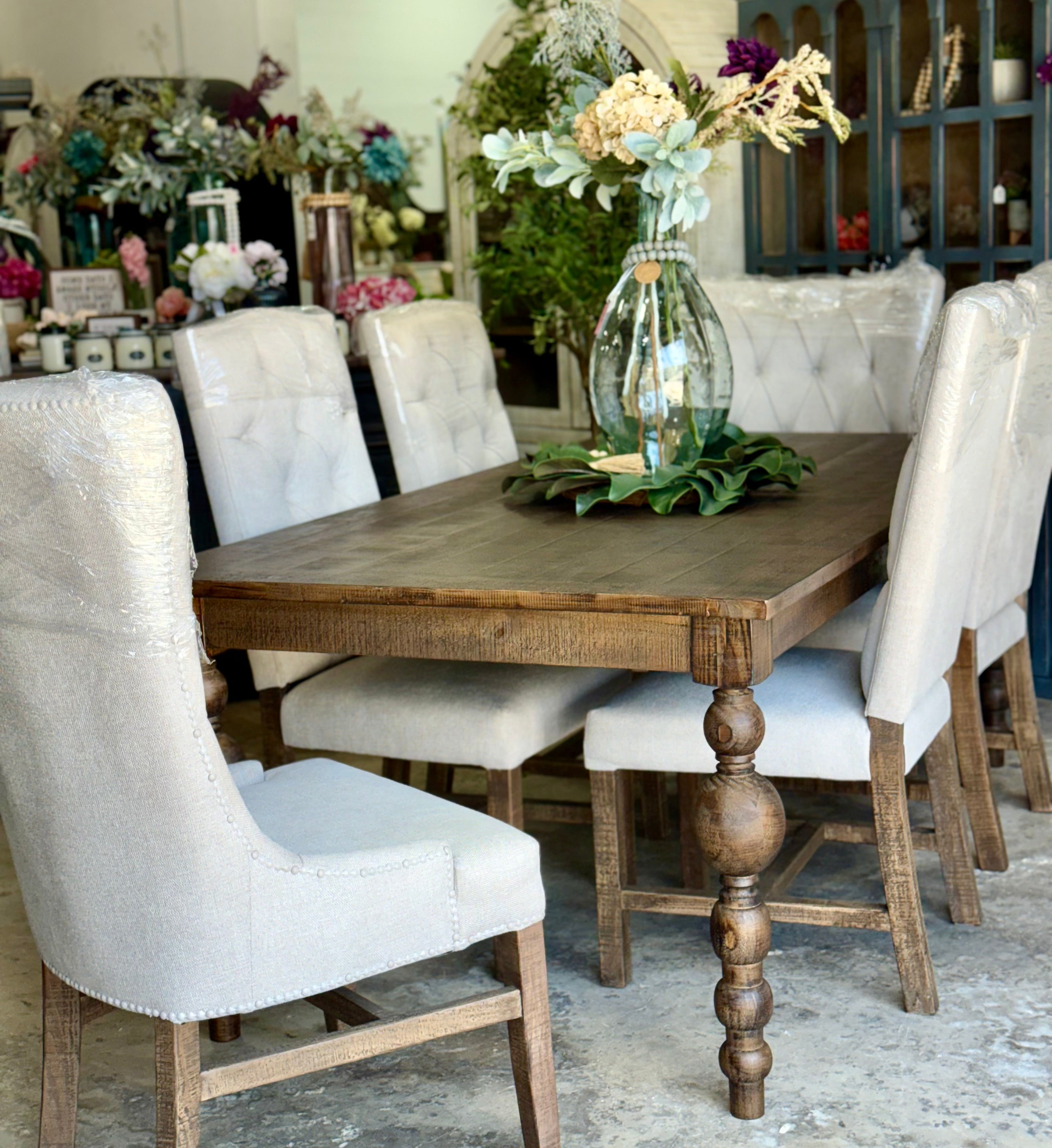 Sophie 7 Foot Honeywood™ Dining Table Set With Chairs