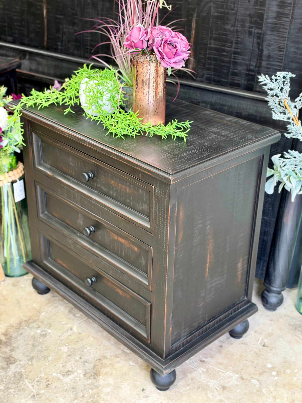 Adele Nightstand-Handrubbed Black