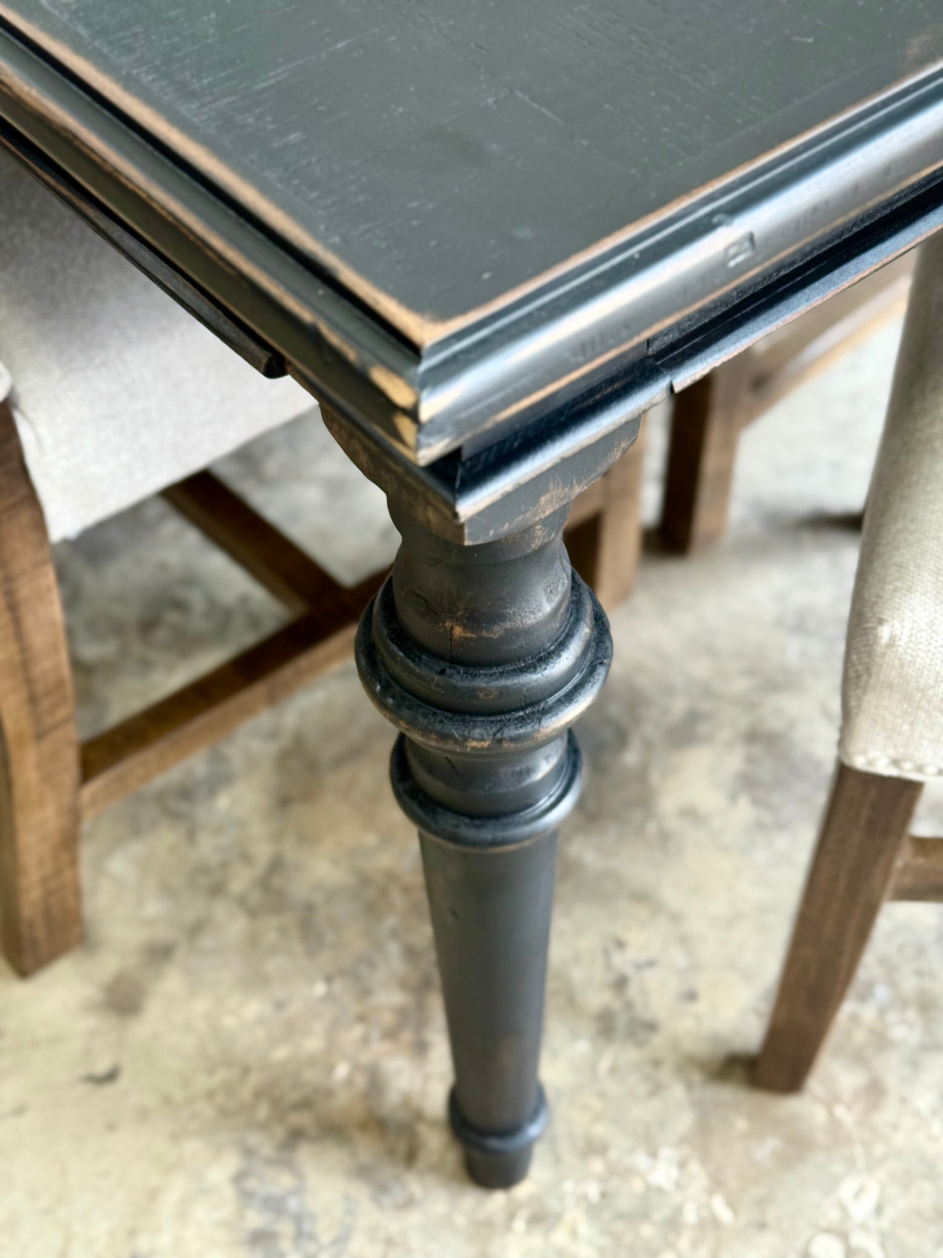 Adeline™ 7 Foot Dining Table Set With 6 Chairs-Handrubbed Black