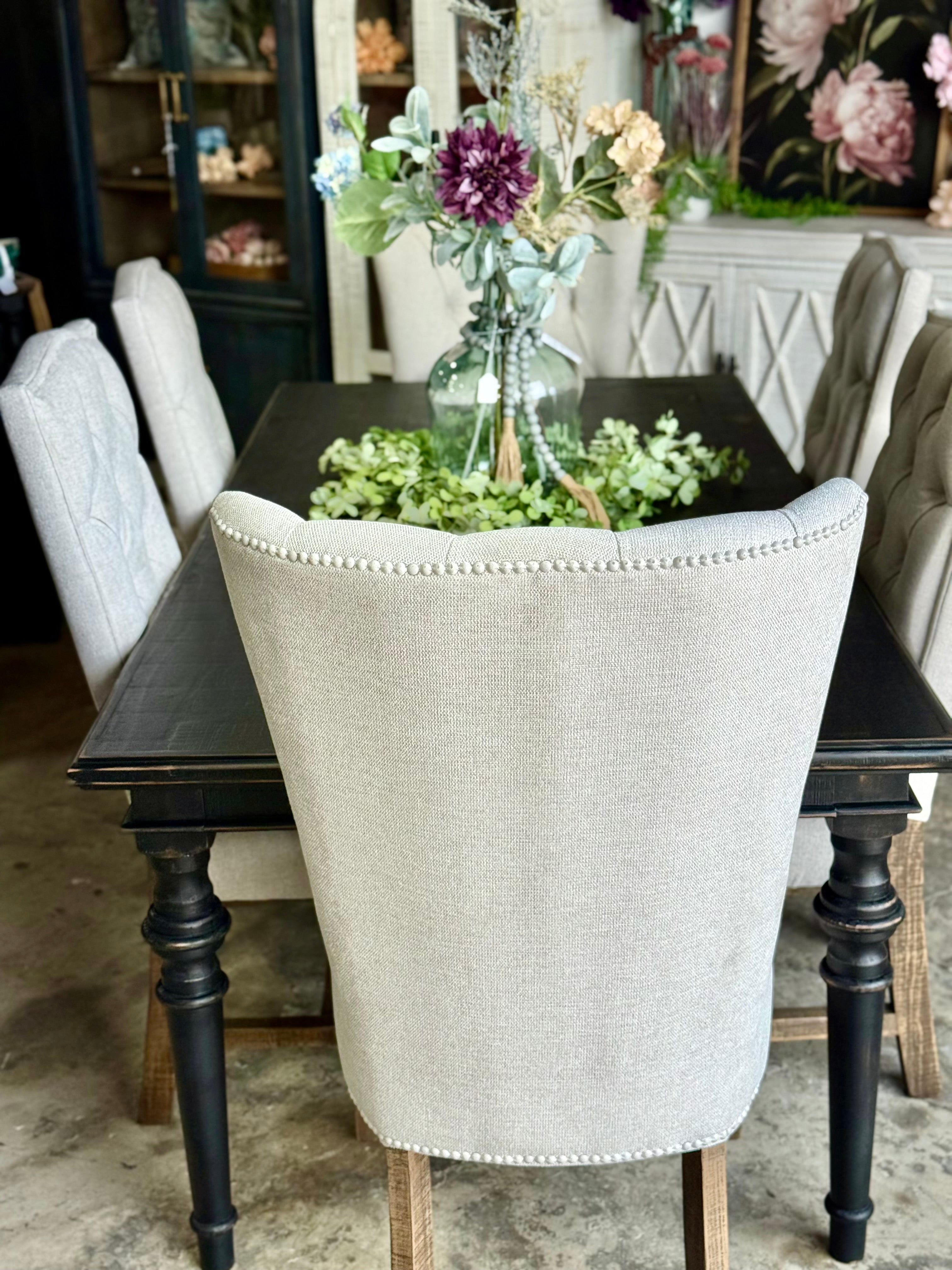 Adeline™ 7 Foot Dining Table Set With 6 Chairs-Handrubbed Black