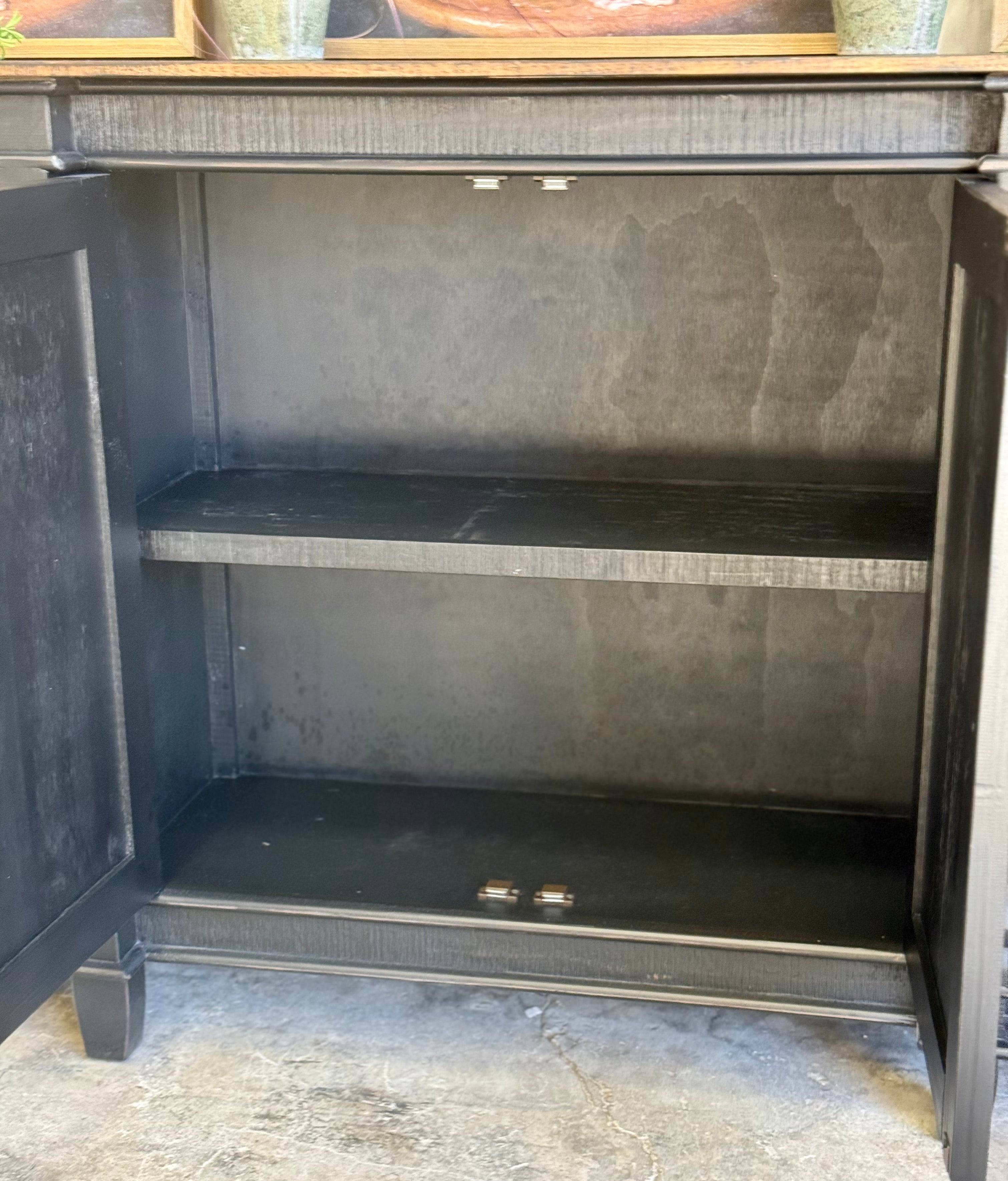 Allison 108" 6 Door Console-Handrubbed Black/Honeywood