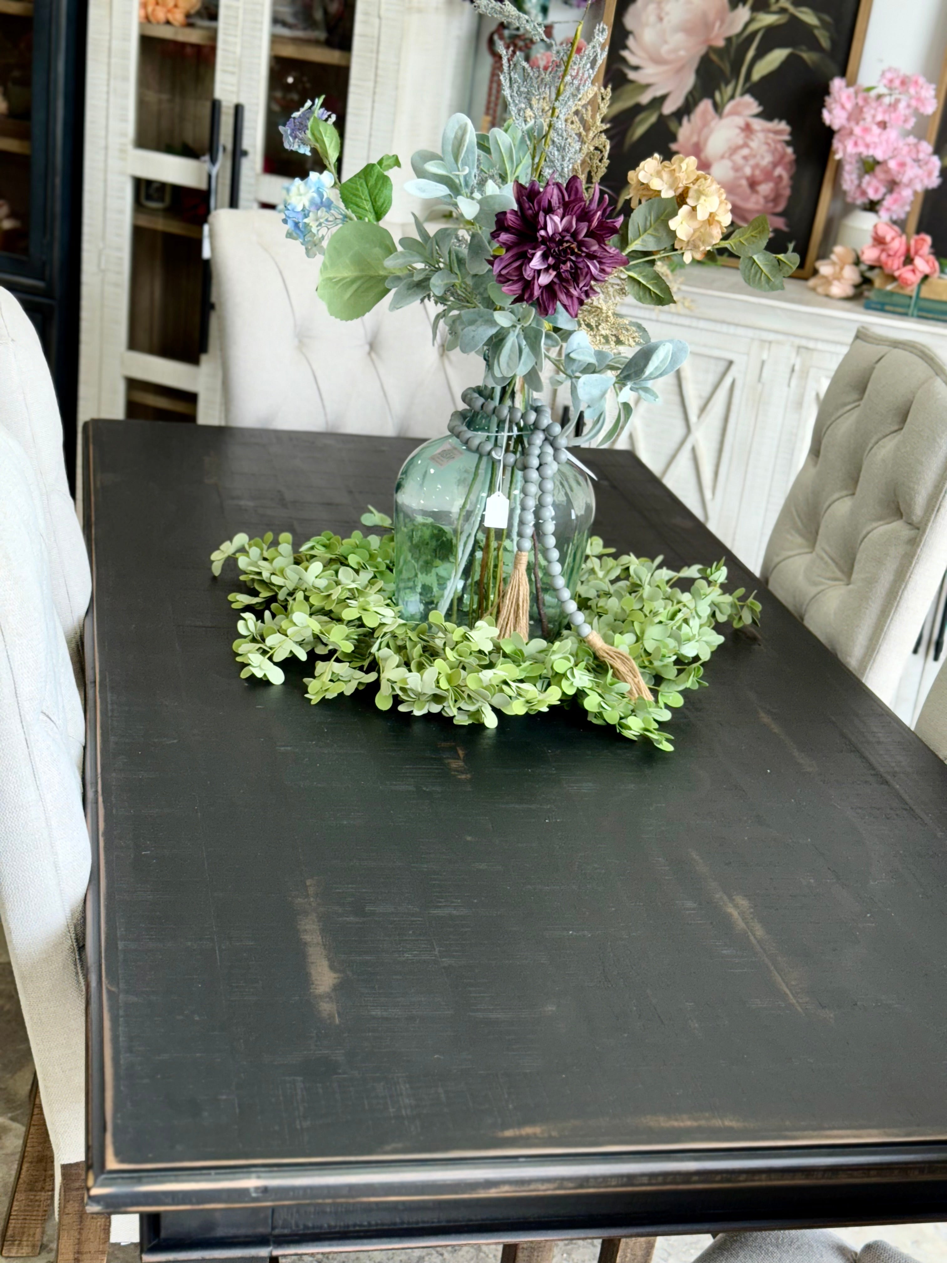 Adeline™ 7 Foot Dining Table Set With 6 Chairs-Handrubbed Black