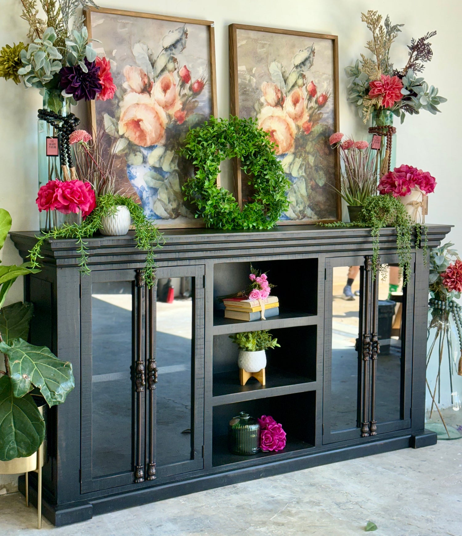 BLAKELY 4 Door Console-Handrubbed Black