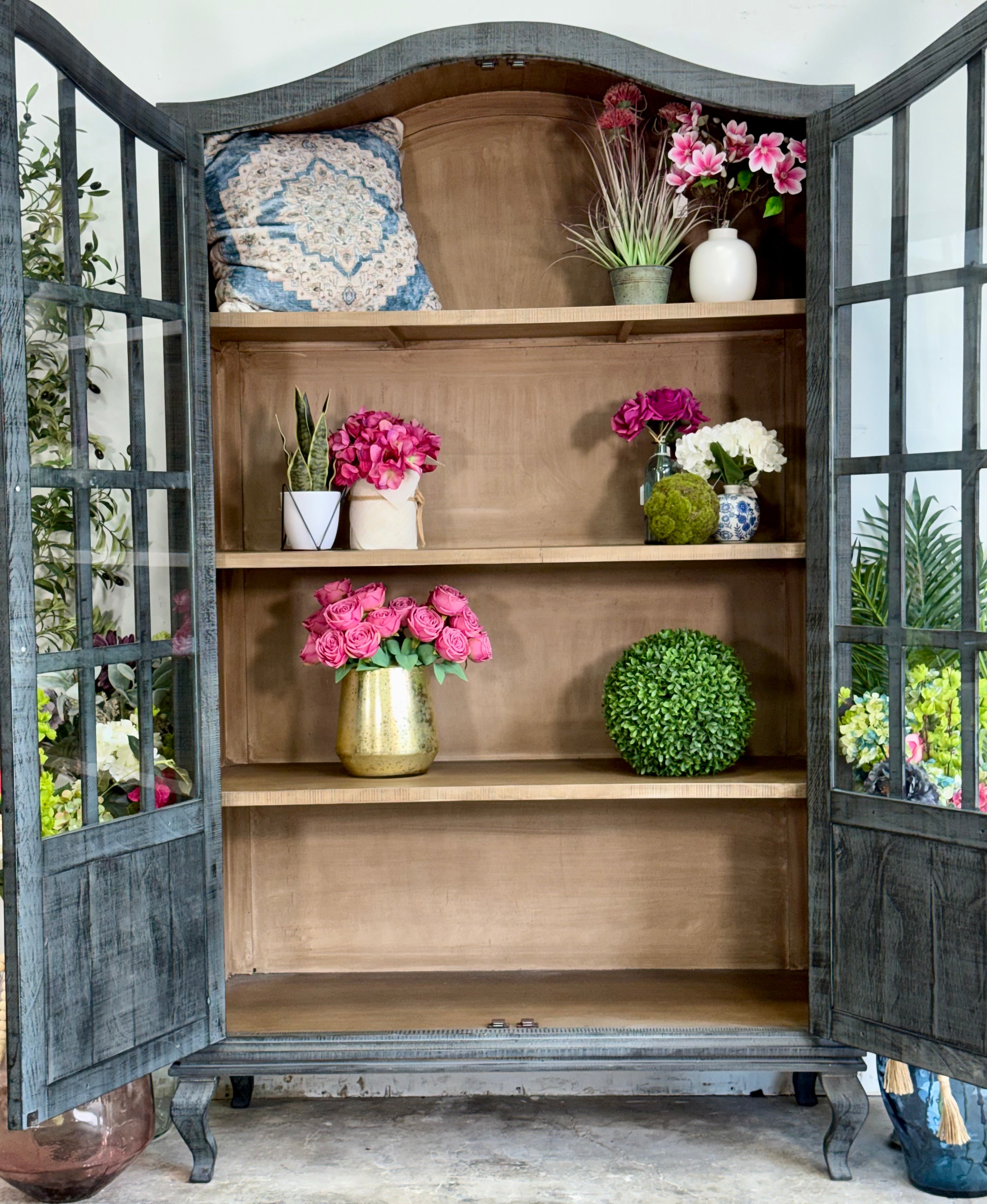 Felicity Arched Vitrine-Blue Dusk/Cappuccino