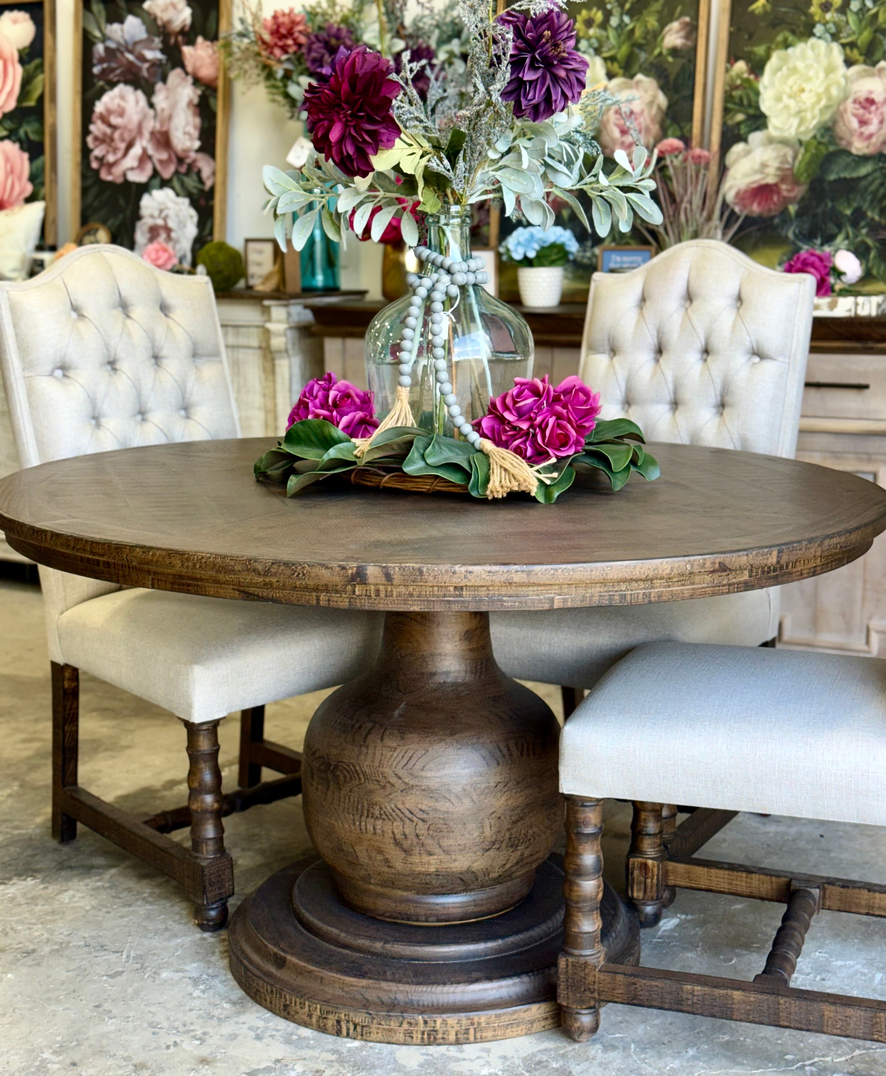 Lilly 54" Round Pedestal Dining Table-Honeywood™
