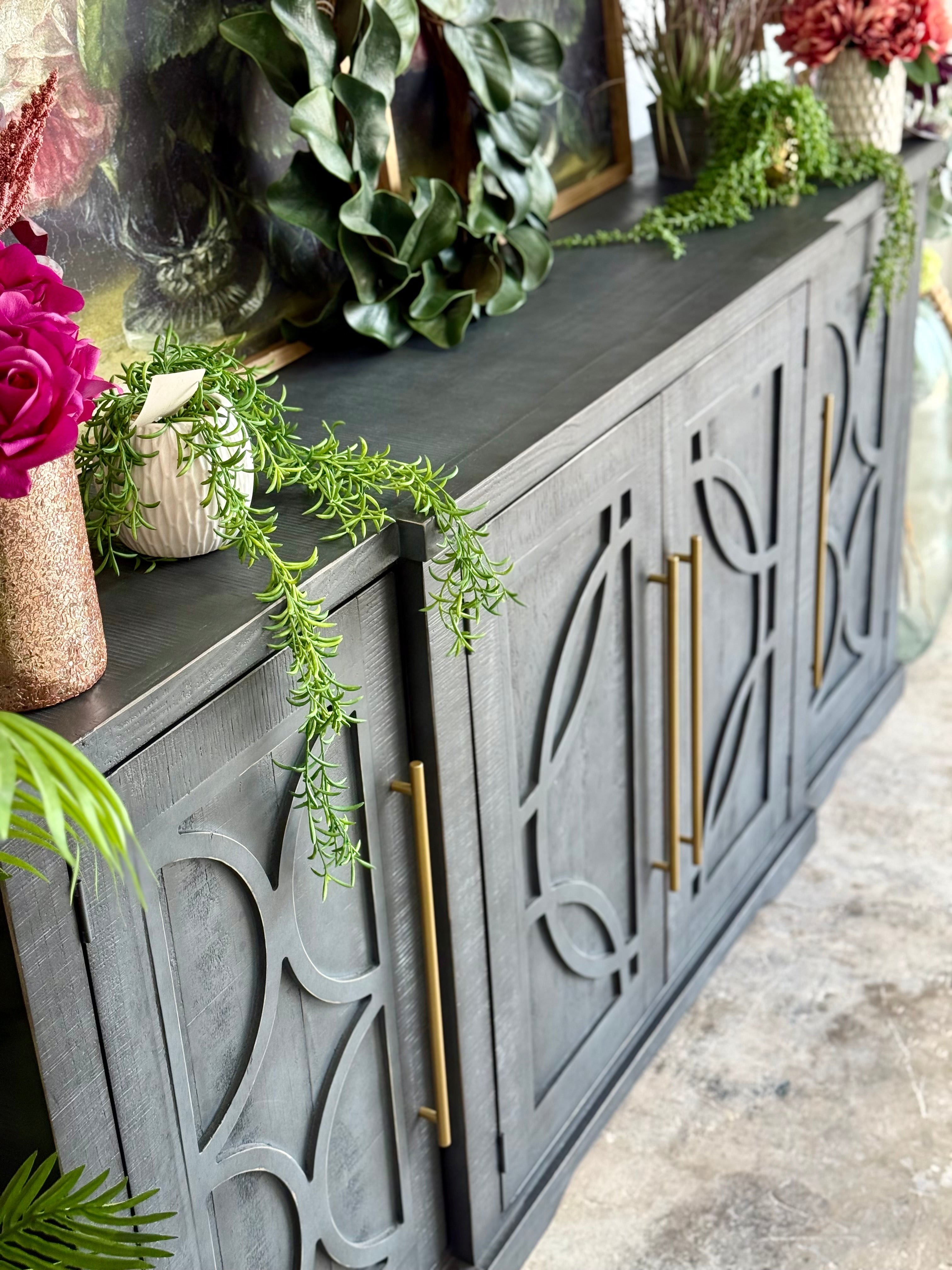 Circle Door Console-Blue Haze/Gold