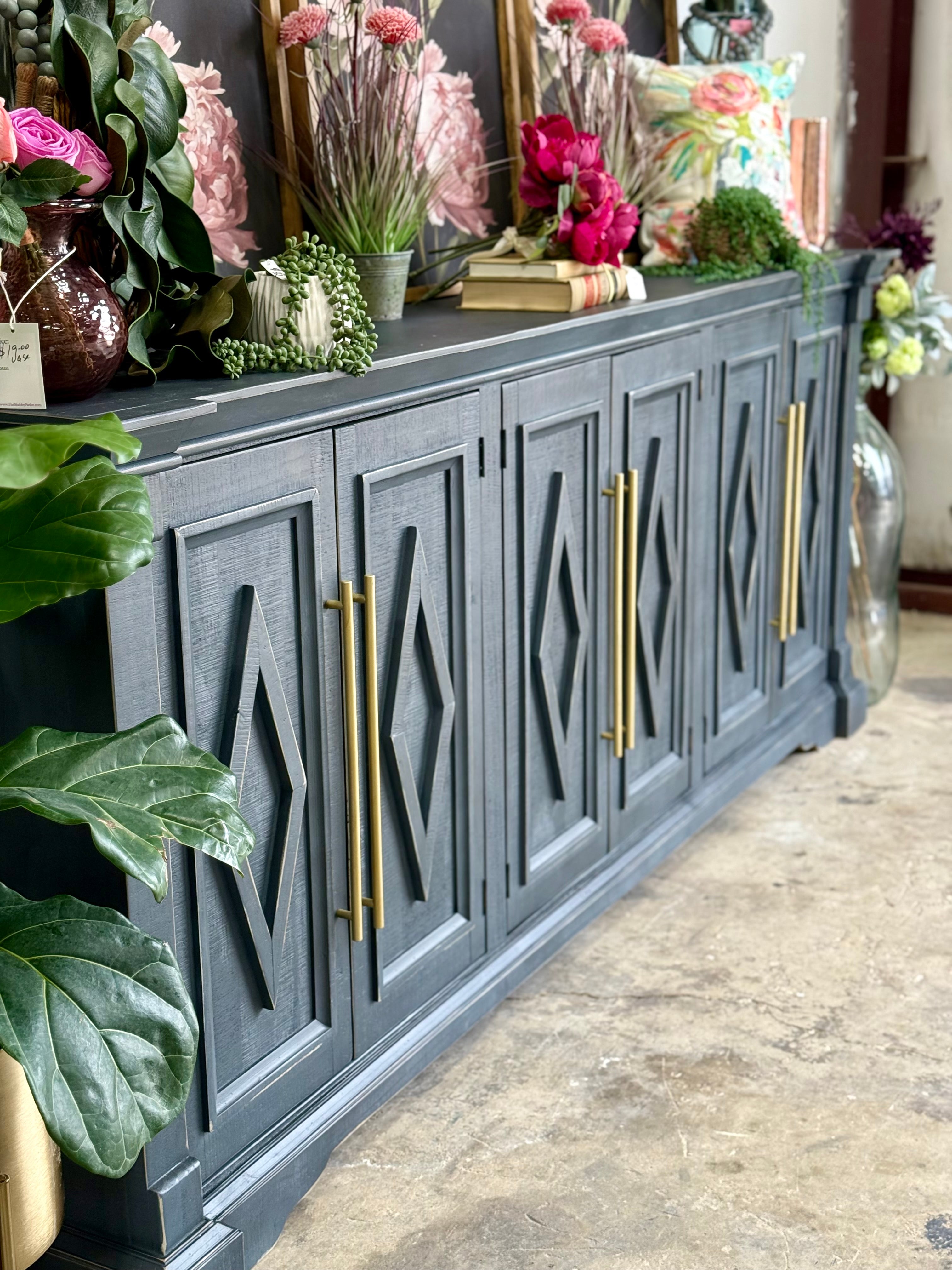 Chloe 6 Door Console-Blue Haze™/Gold