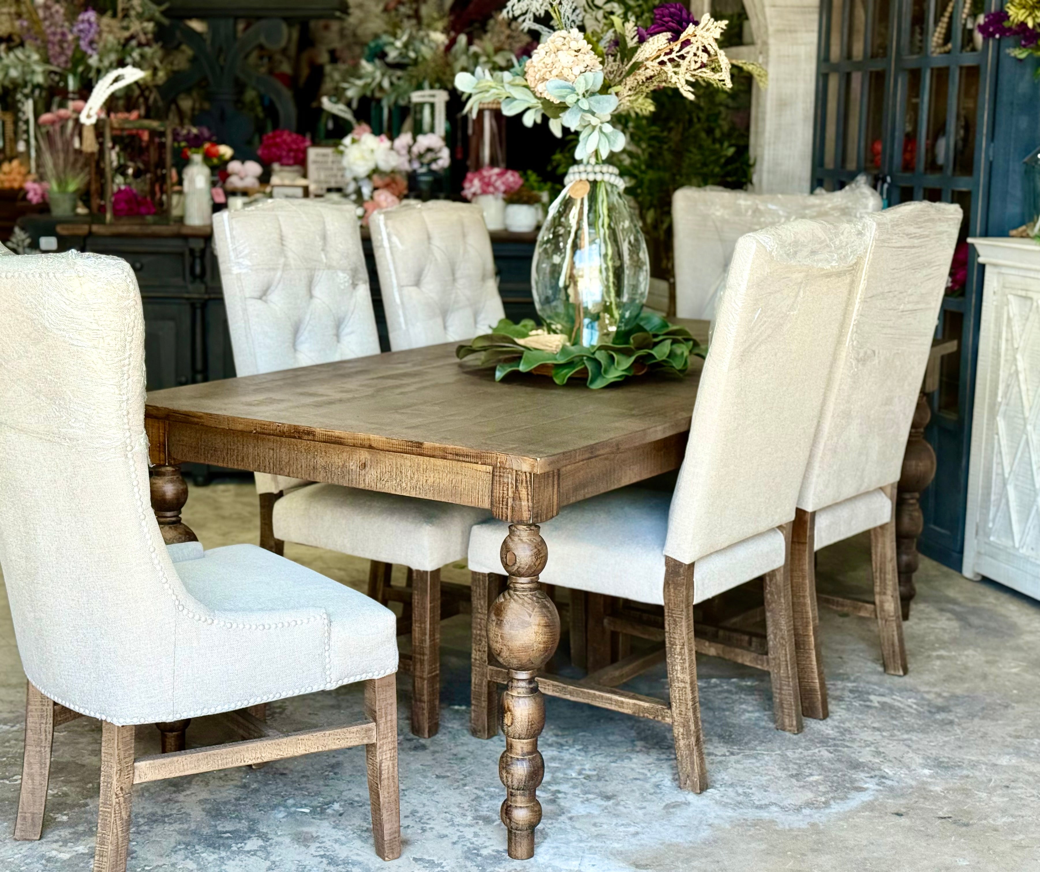 Sophie 7 Foot Honeywood™ Dining Table Set With Chairs
