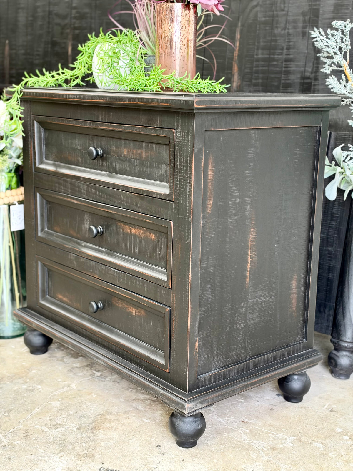 Adele Nightstand-Handrubbed Black