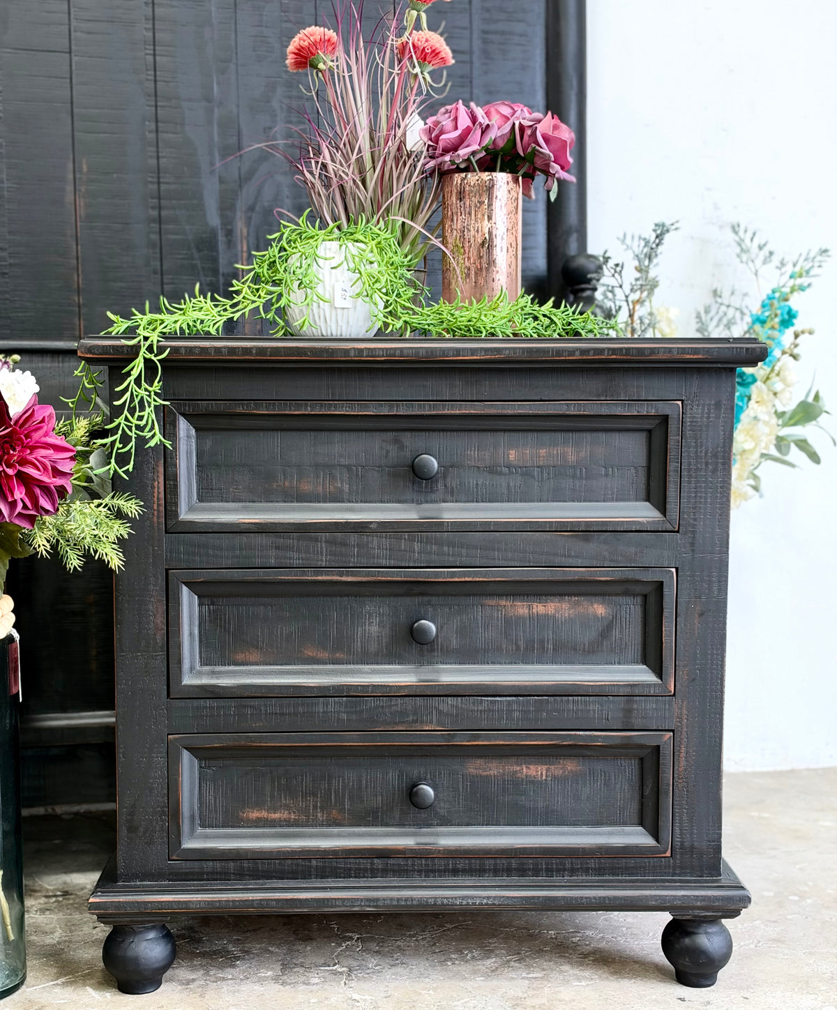 Adele Nightstand-Handrubbed Black