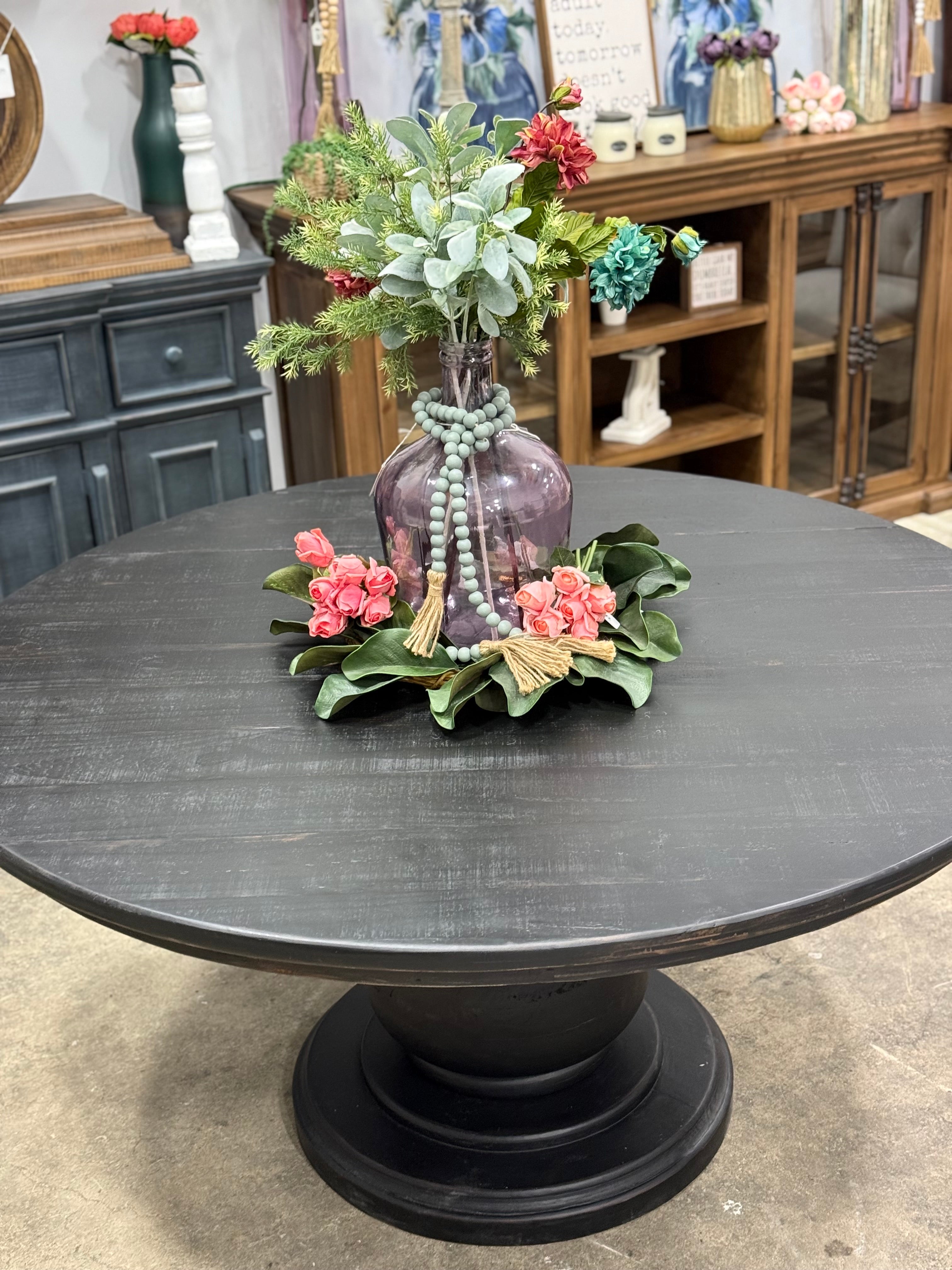 Lilly 60" Round Table - Handrubbed Black