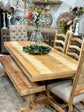 Trestle Table- 2 Uph Chairs, 2 Wooden Chairs, 1 Bench