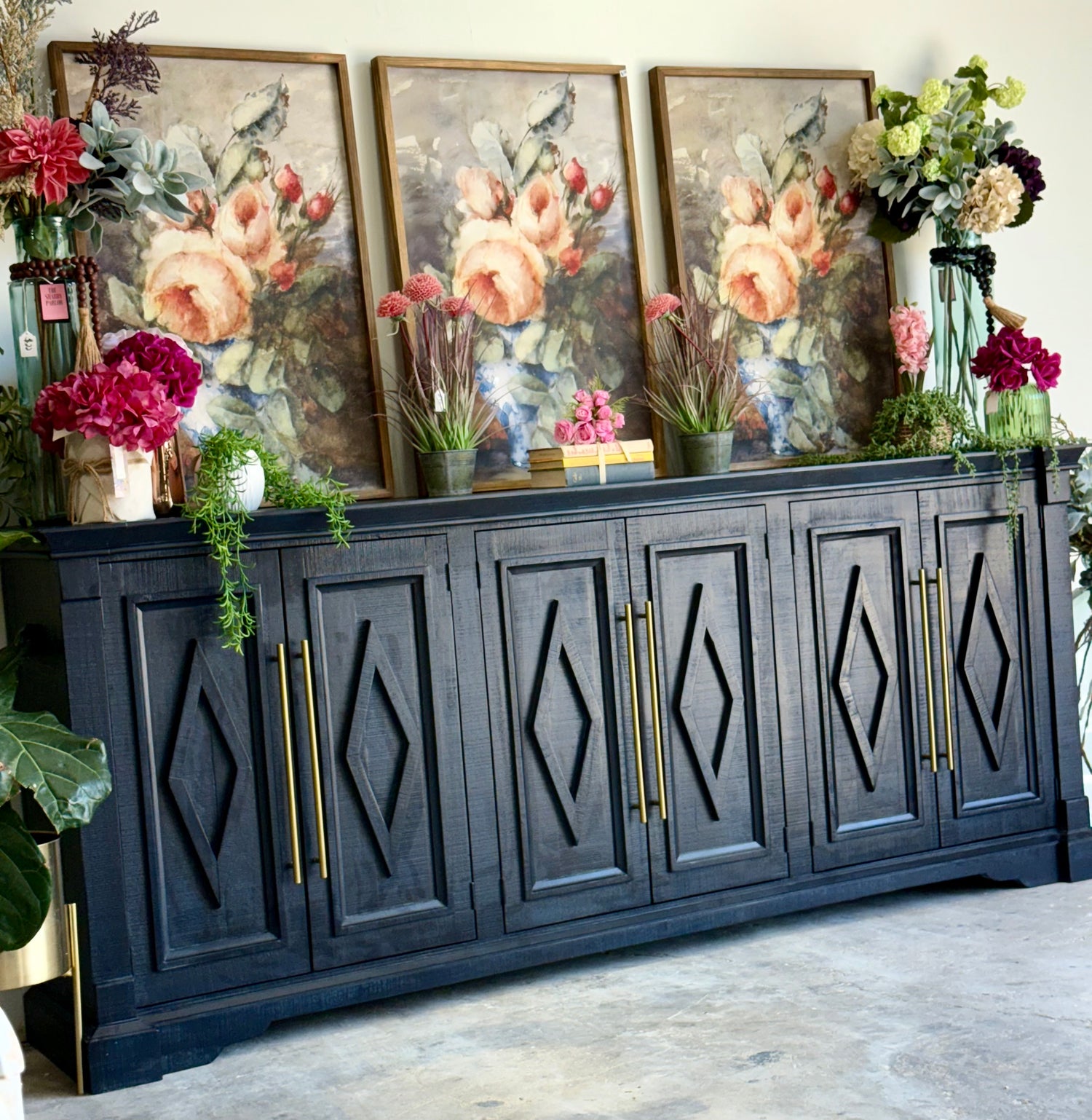 Chloe 6 Door Console-Deep Blue/Gold