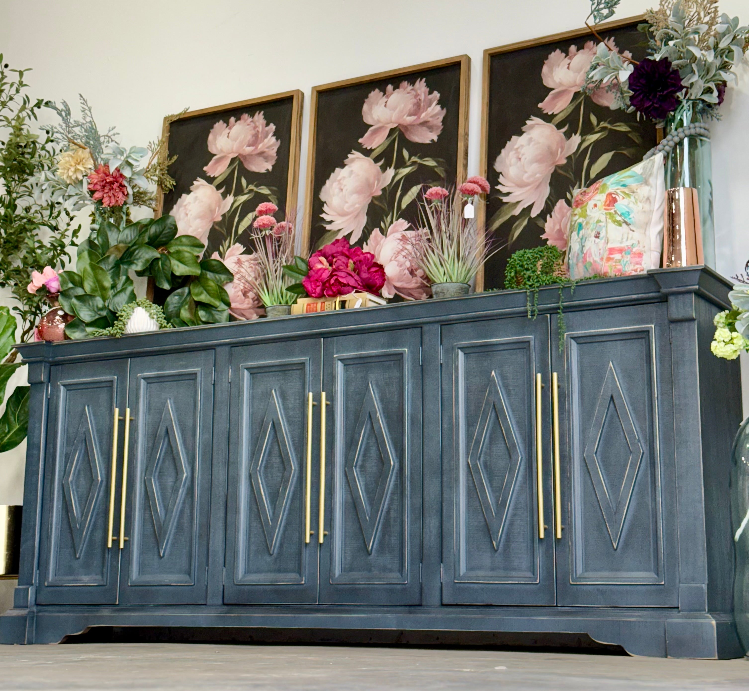 Chloe 6 Door Console-Blue Haze™/Gold