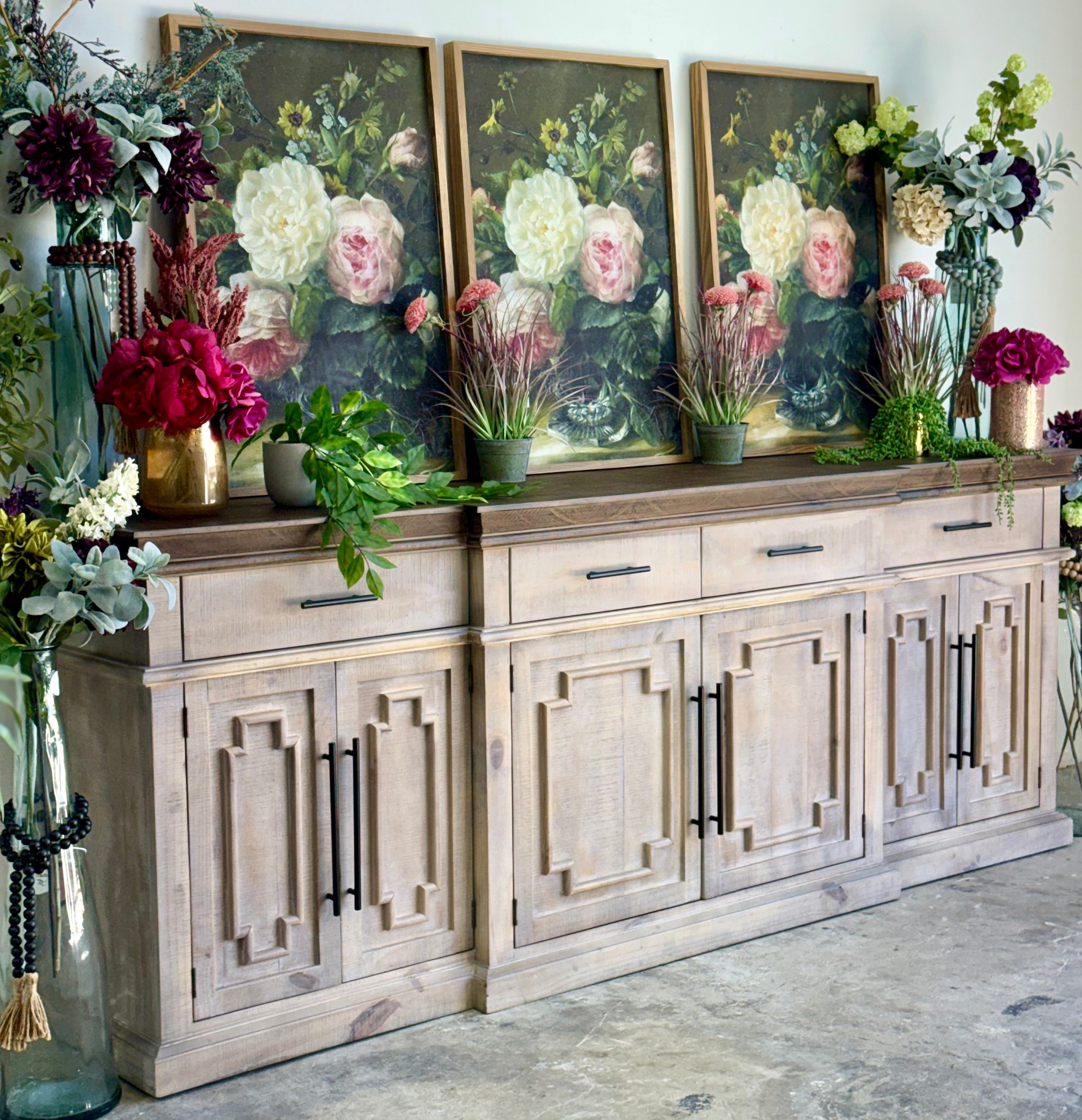 Reese 99" 6 Door Console-Soft Drift/Honeywood™