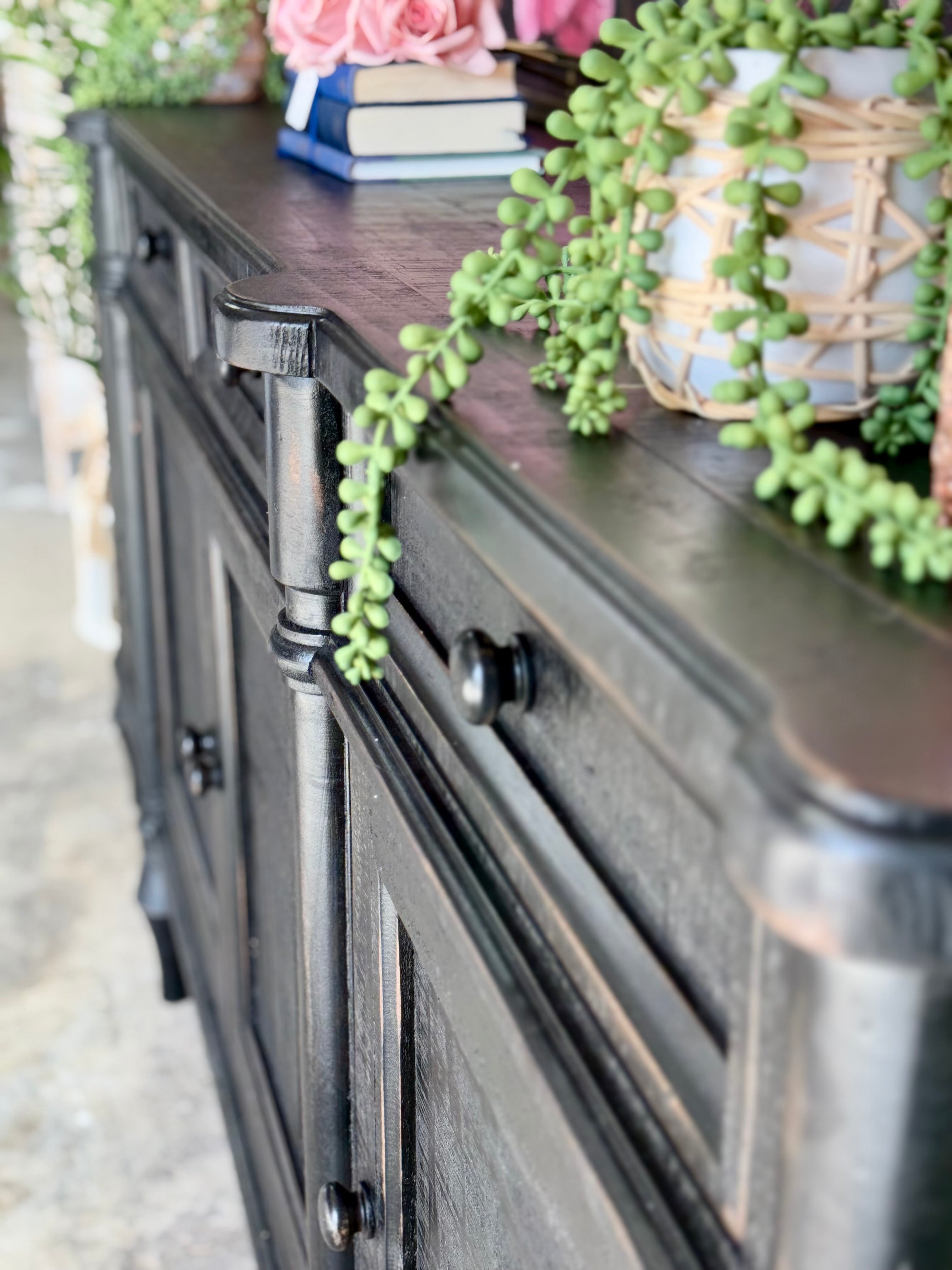 Celine 4 Door Console-Handrubbed Black