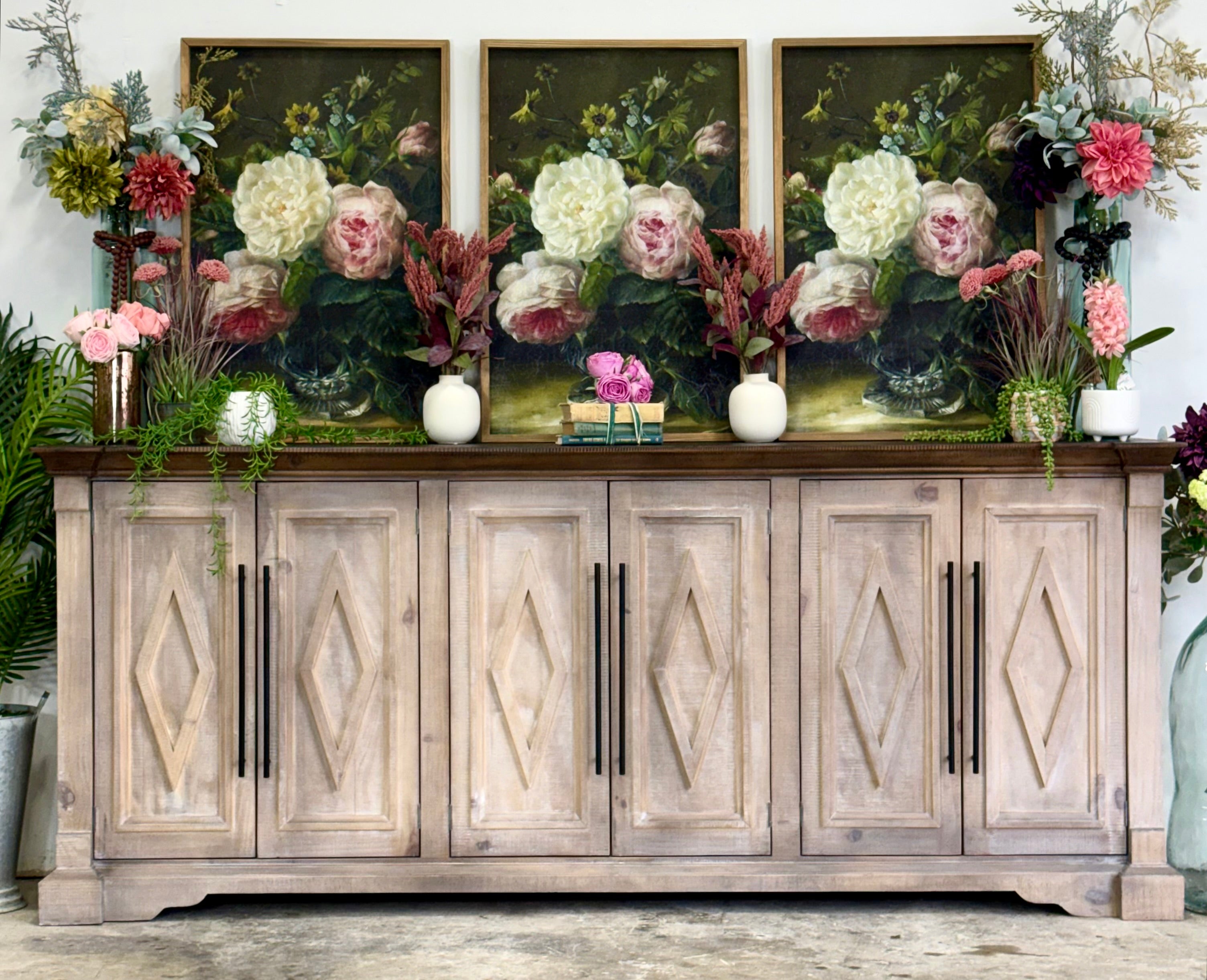 Chloe 6 Door Console-Soft Drift/Honeywood