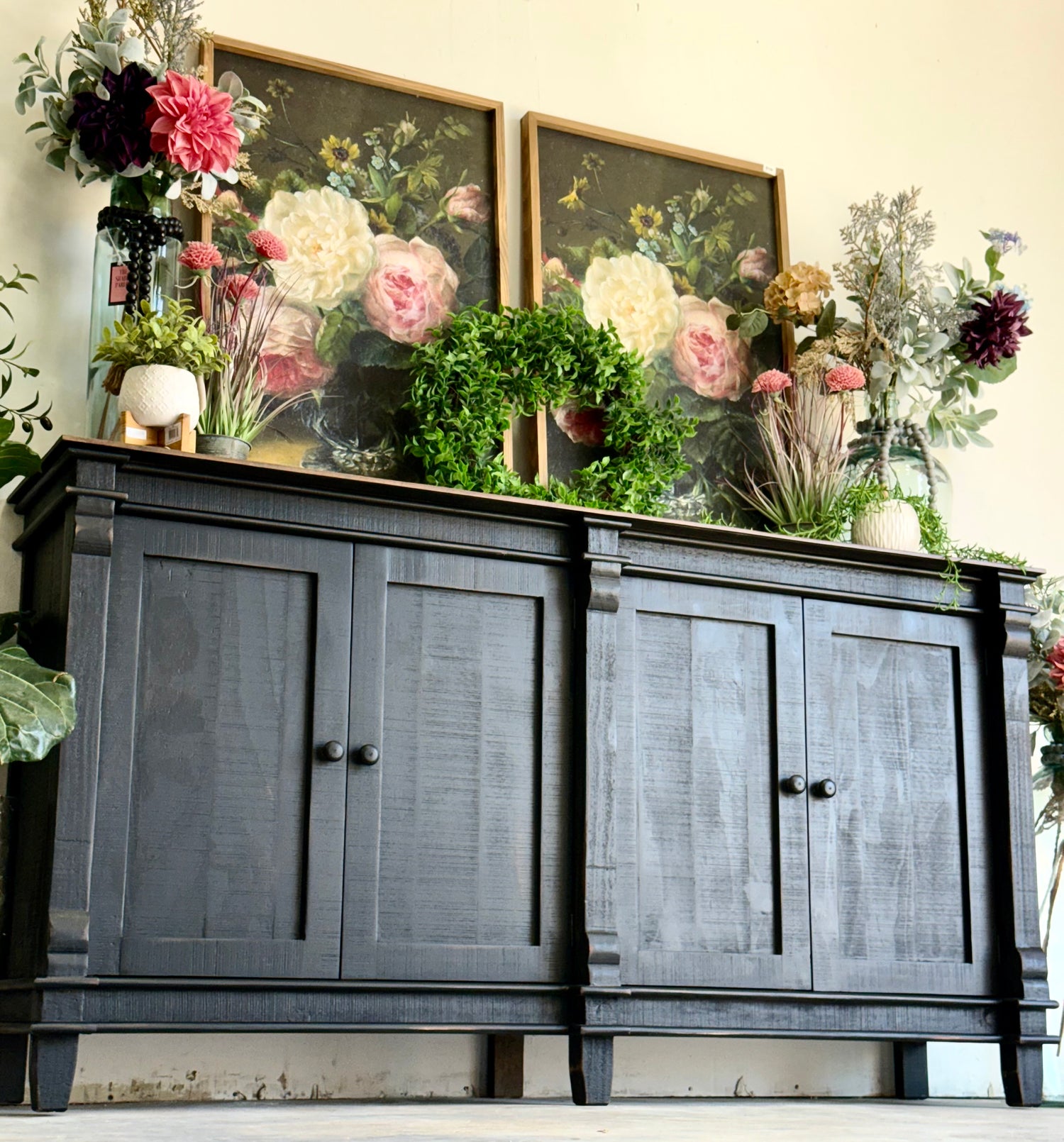 Allison 4 Door Console-Handrubbed Black/Sparrow