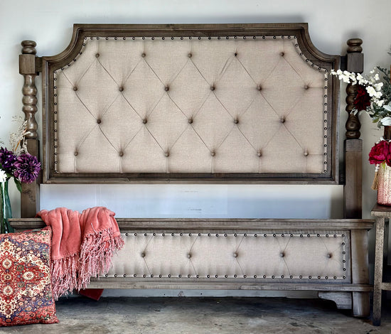 Charleston King Padded Bed Set-Granite