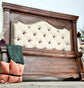 Chalet King Padded Bed-Walnut/Wheat