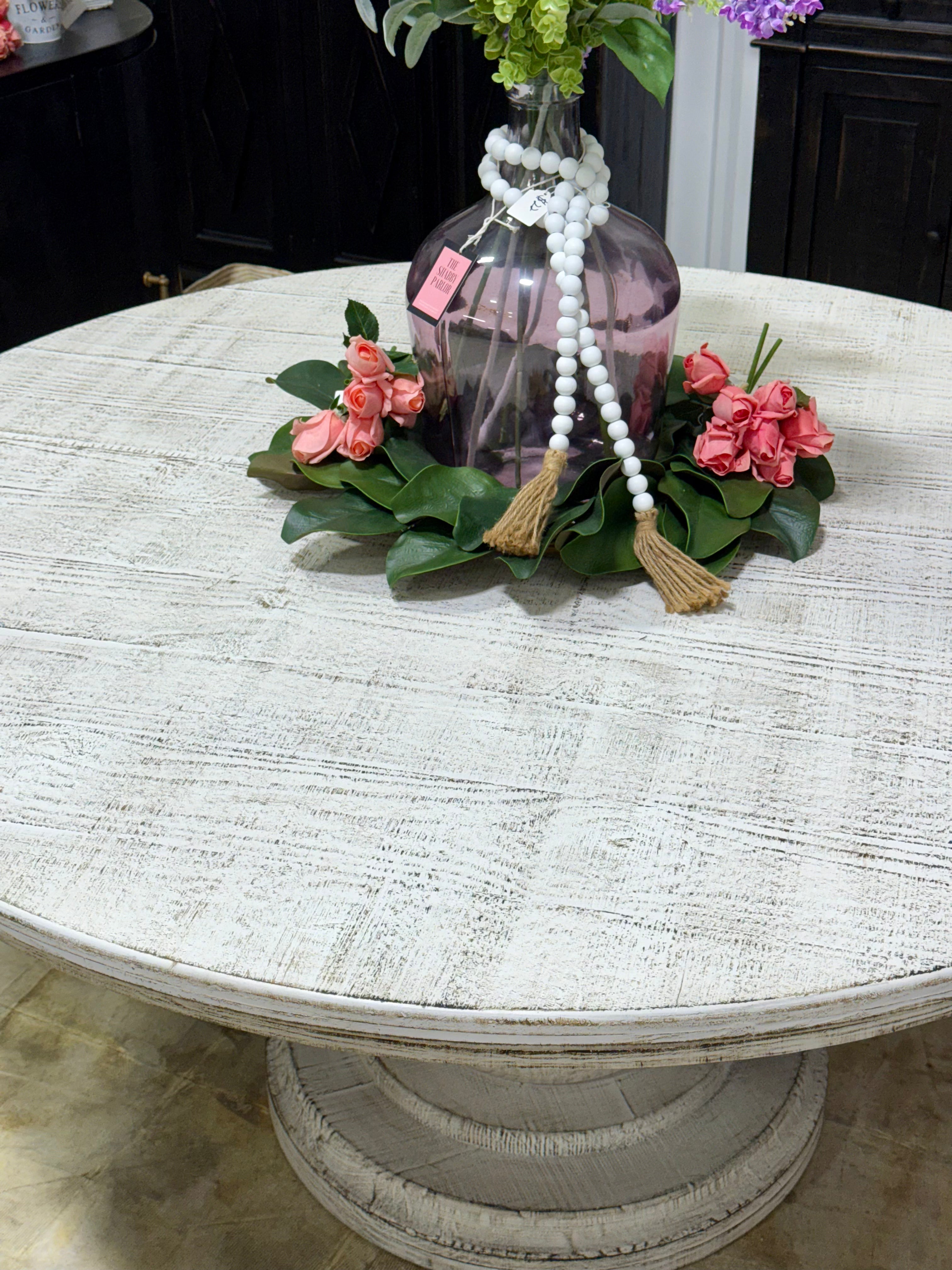 Lilly 60" Round Pedestal Dining Table-Toasted Wheat