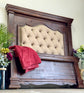 Chalet Queen Padded Bed-Walnut/Wheat