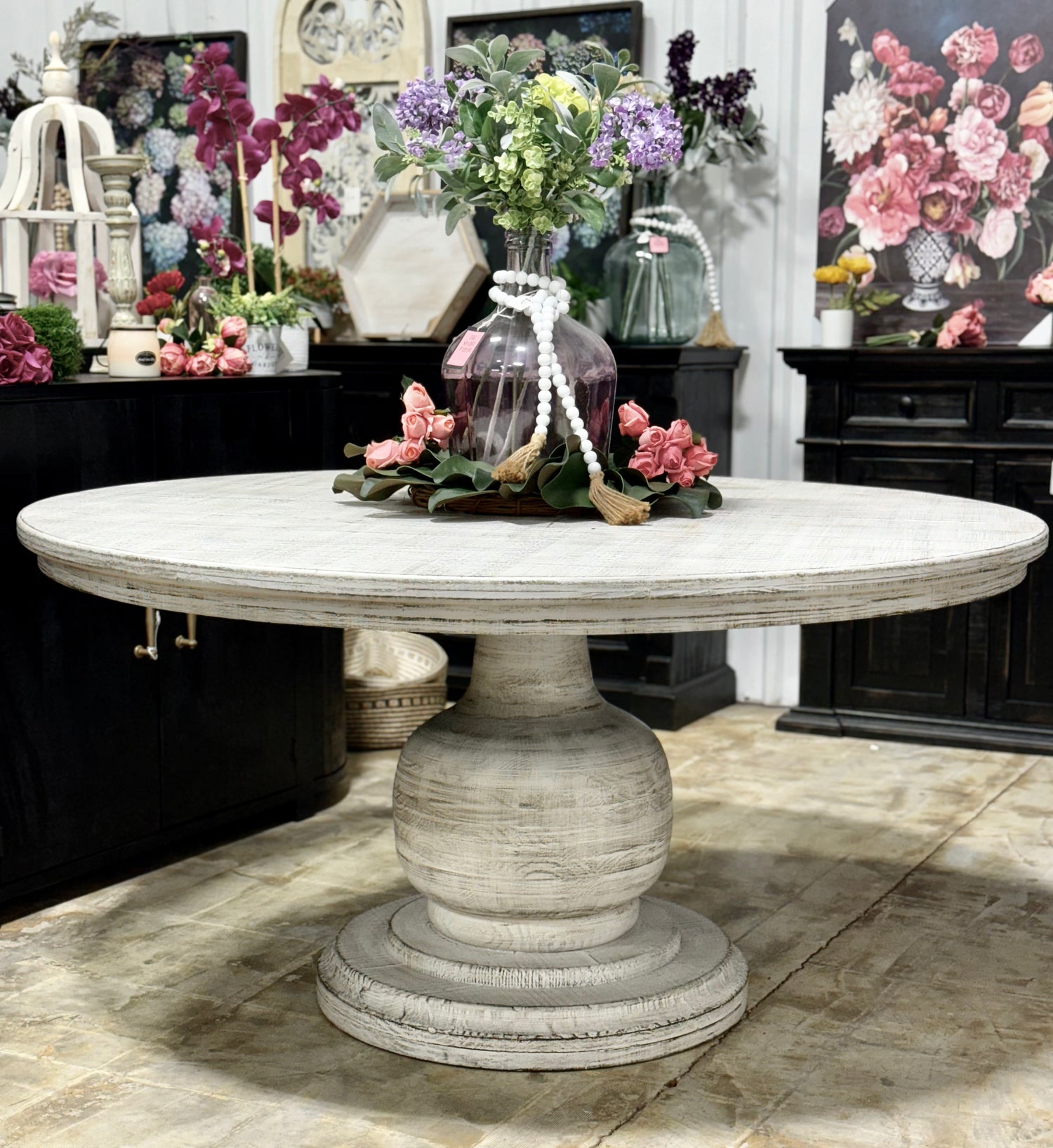 Lilly 60" Round Pedestal Dining Table-Toasted Wheat