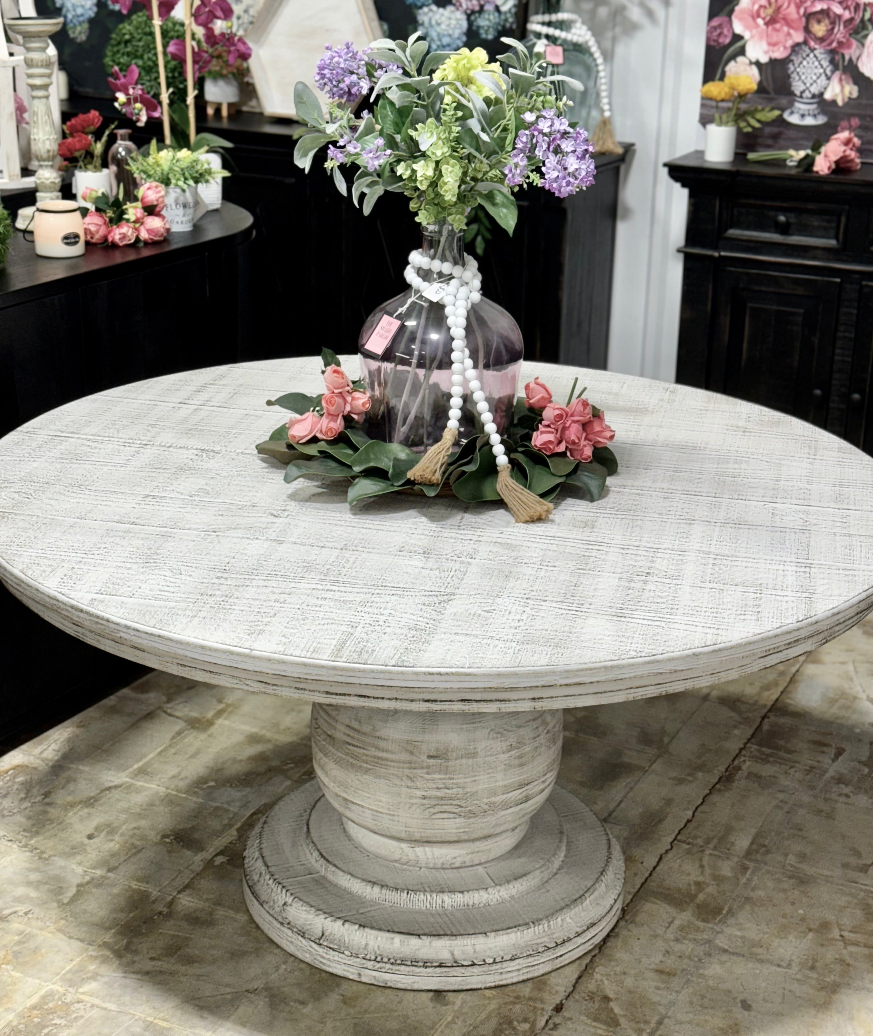 Lilly 60" Round Pedestal Dining Table-Toasted Wheat