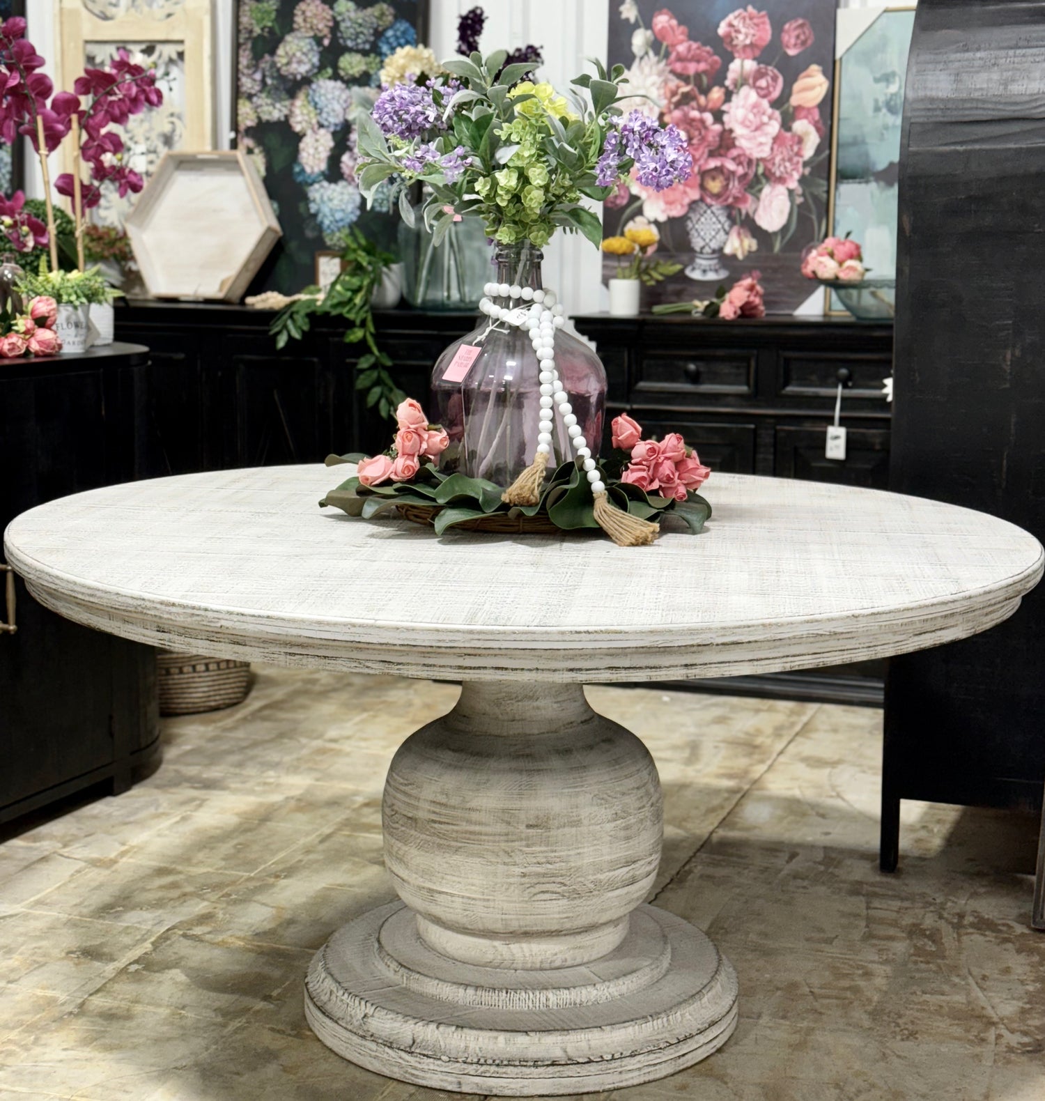 Lilly 60" Round Pedestal Dining Table-Toasted Wheat
