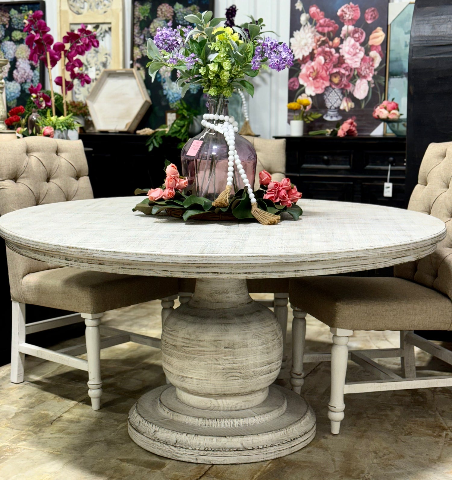 Lilly 60" Round Pedestal Dining Table-Toasted Wheat