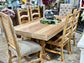 Trestle Dining Table Set-Table, 4 Solid Wood Chairs, 2 Upholstered Chairs