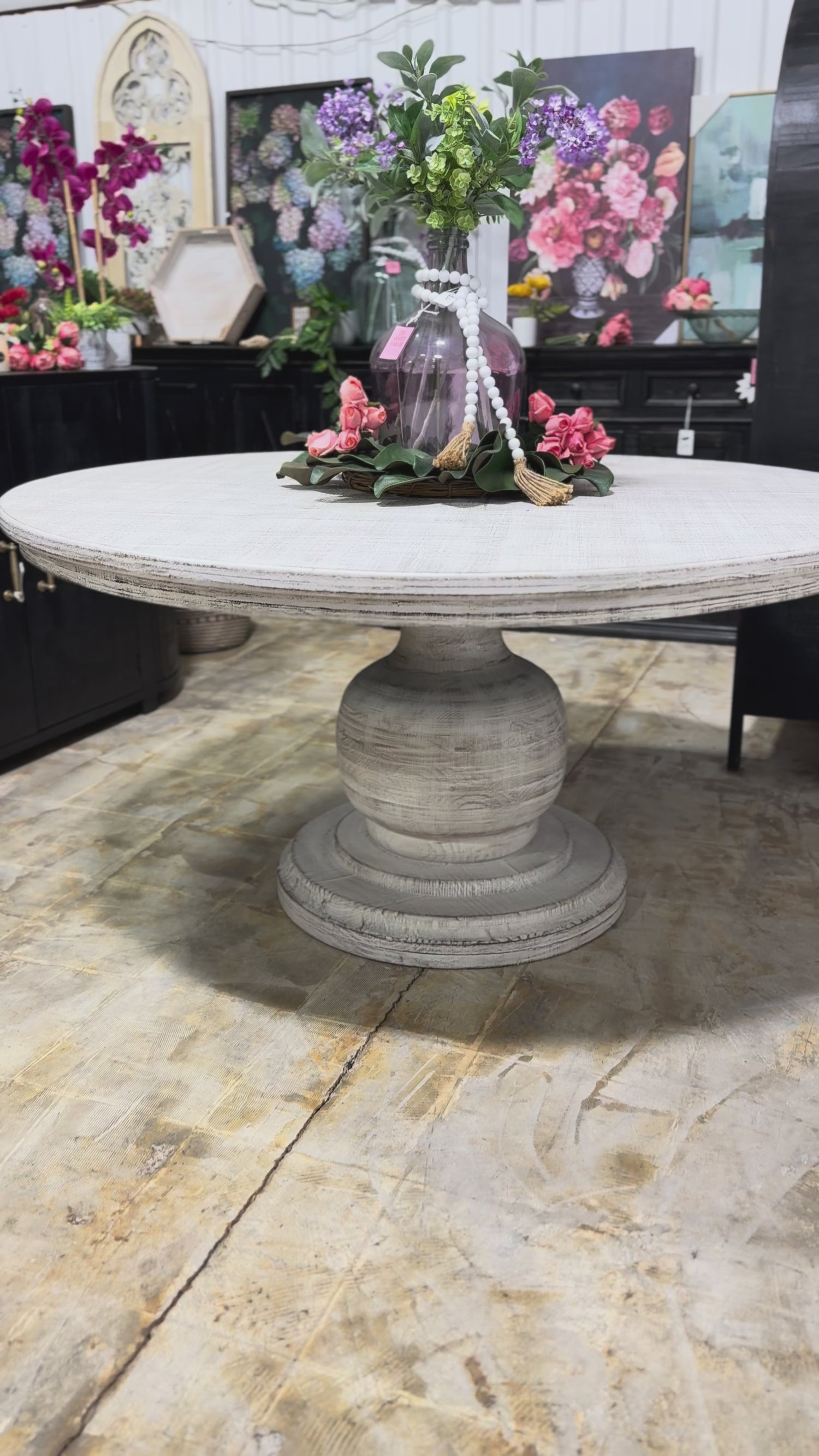Lilly 60" Round Pedestal Dining Table-Toasted Wheat