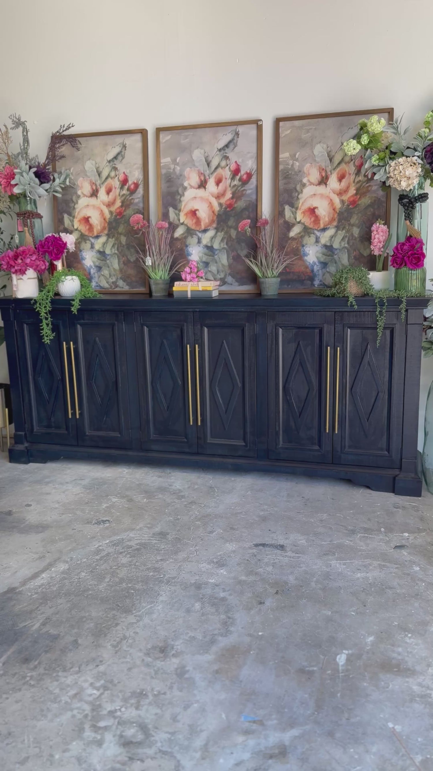 Chloe 6 Door Console-Deep Blue/Gold